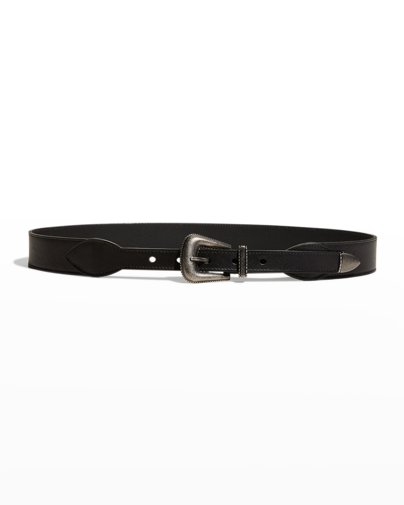 Western Buckle Leather Belt - 1