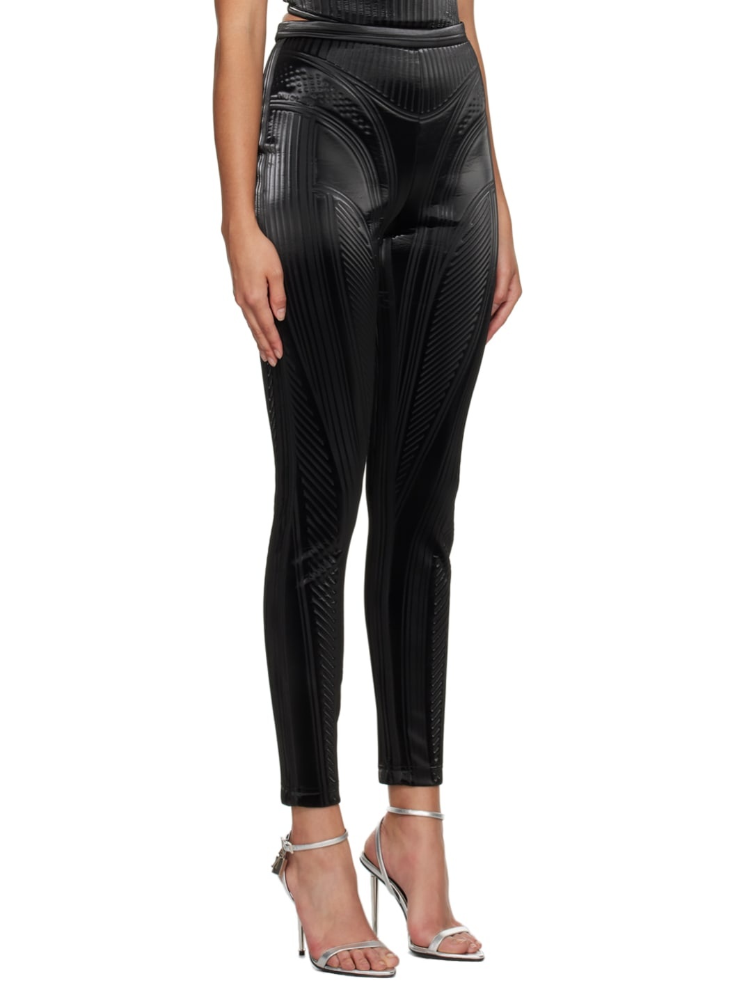 Black Embossed Leggings - 2