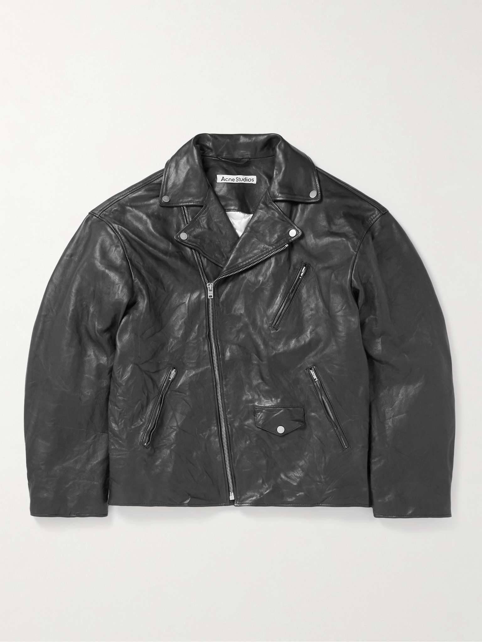 Liker Distressed Leather Biker Jacket - 1