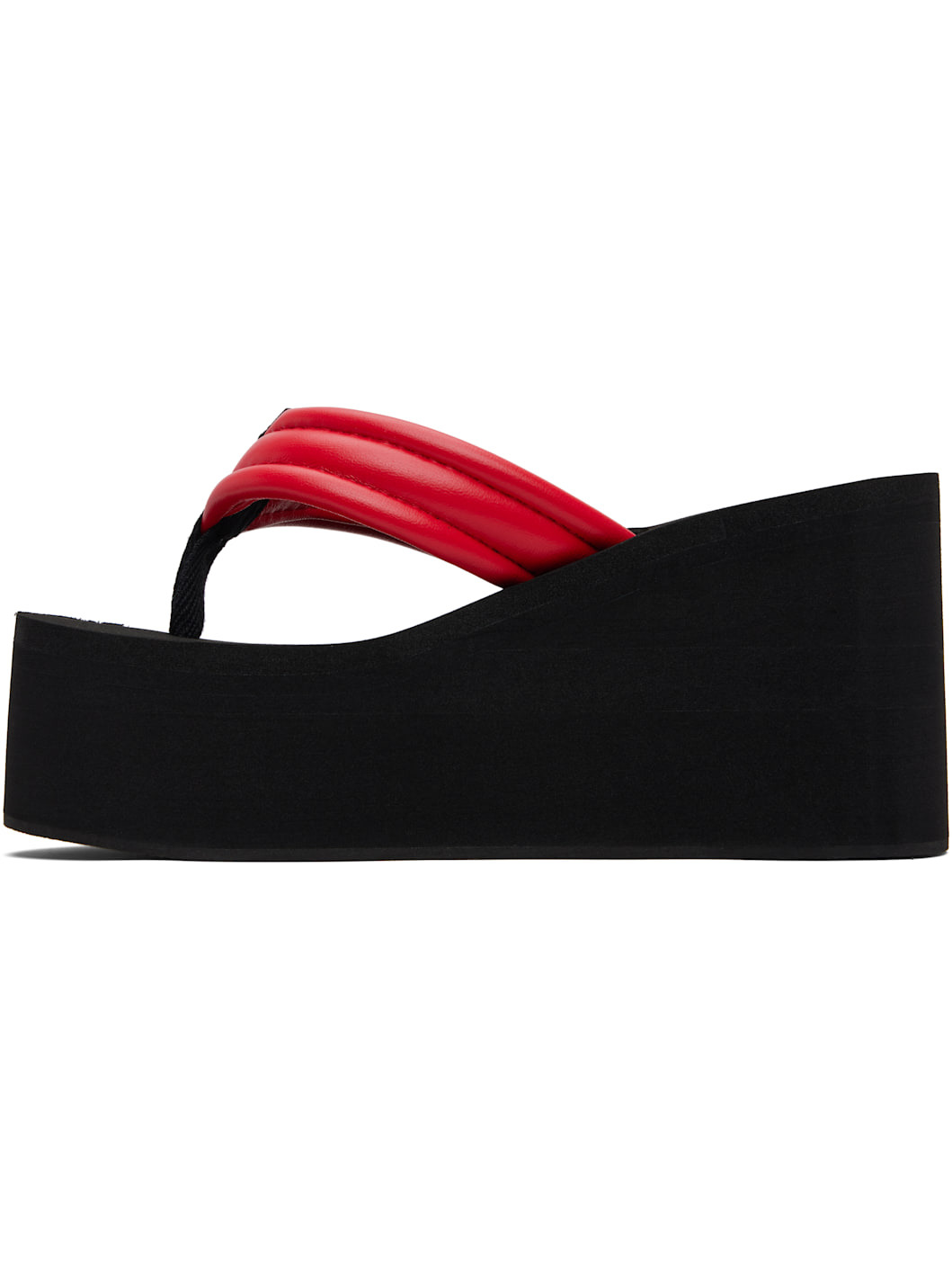 Red Wedge Heeled Sandals - 3