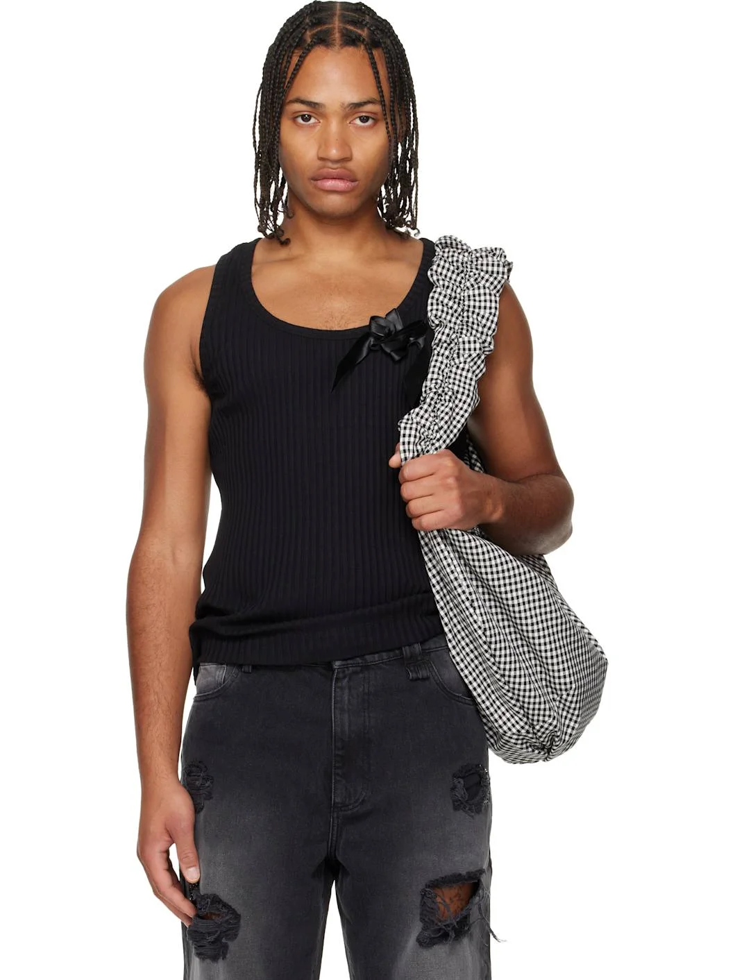 Black Ribbon Daisy Tank Top - 1