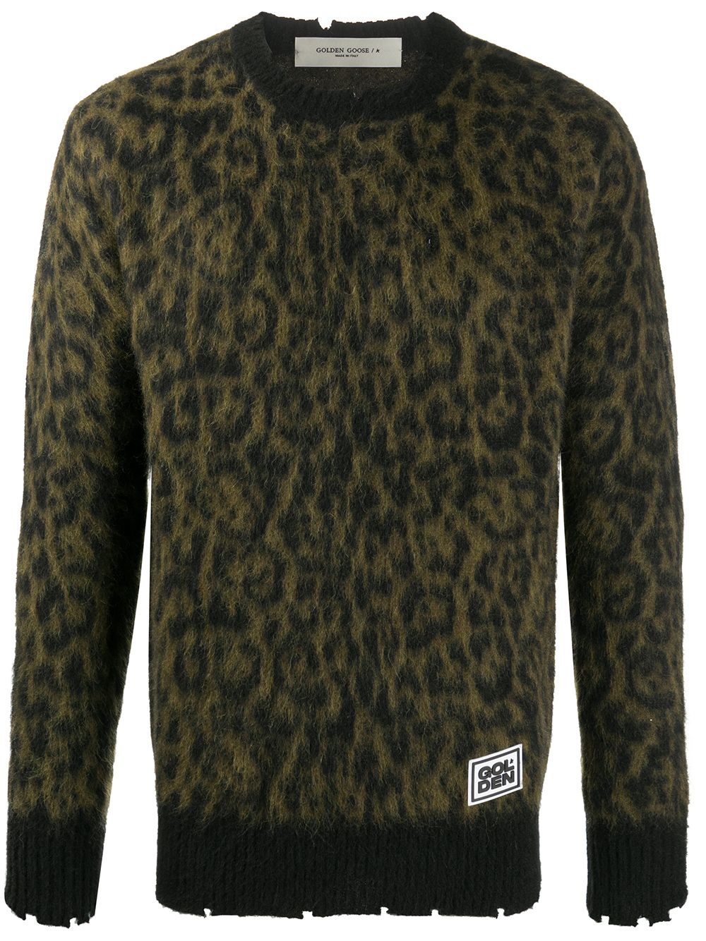 brushed leopard print jumper - 1