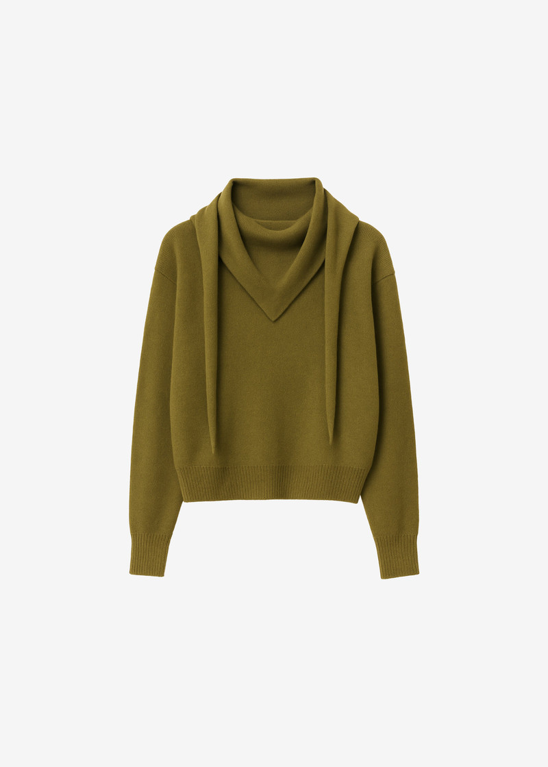 Vermont Scarf Sweater - Olive 1
