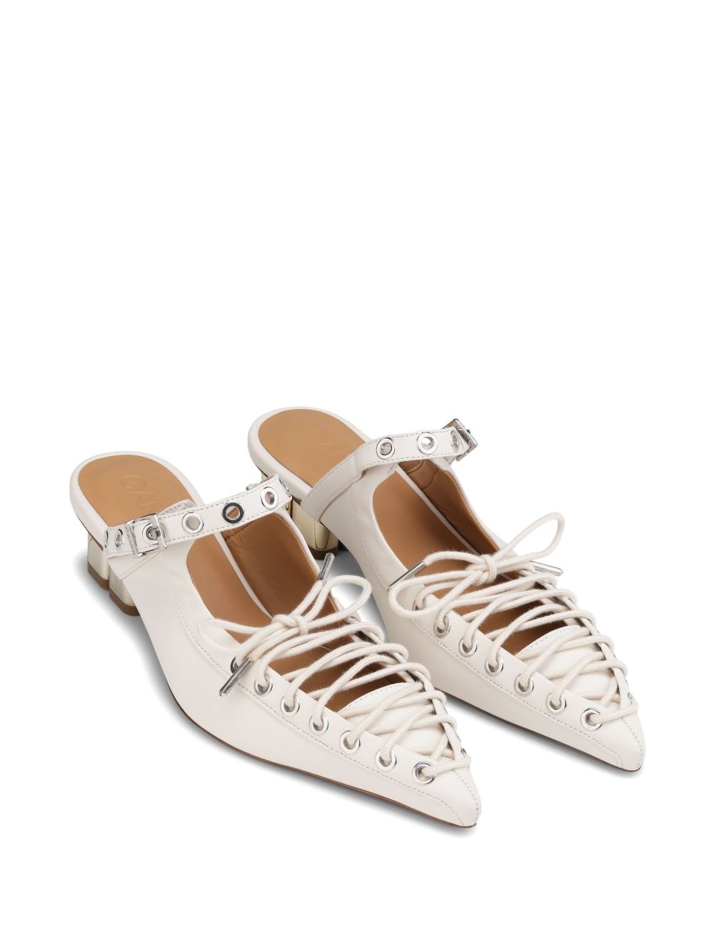 laced leather mules - 2