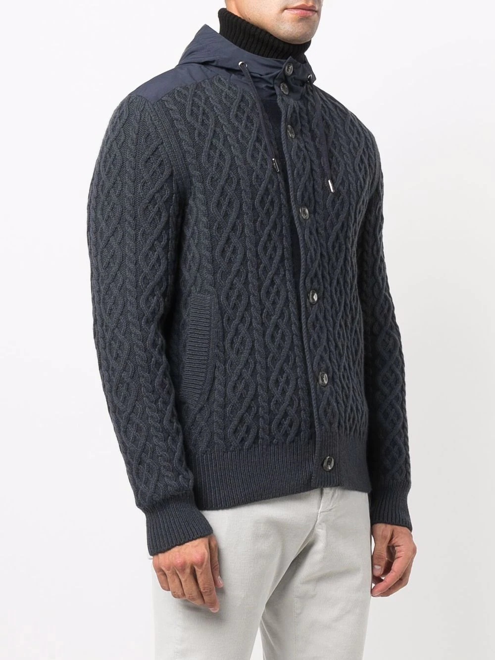 cable-knit hooded jacket - 3