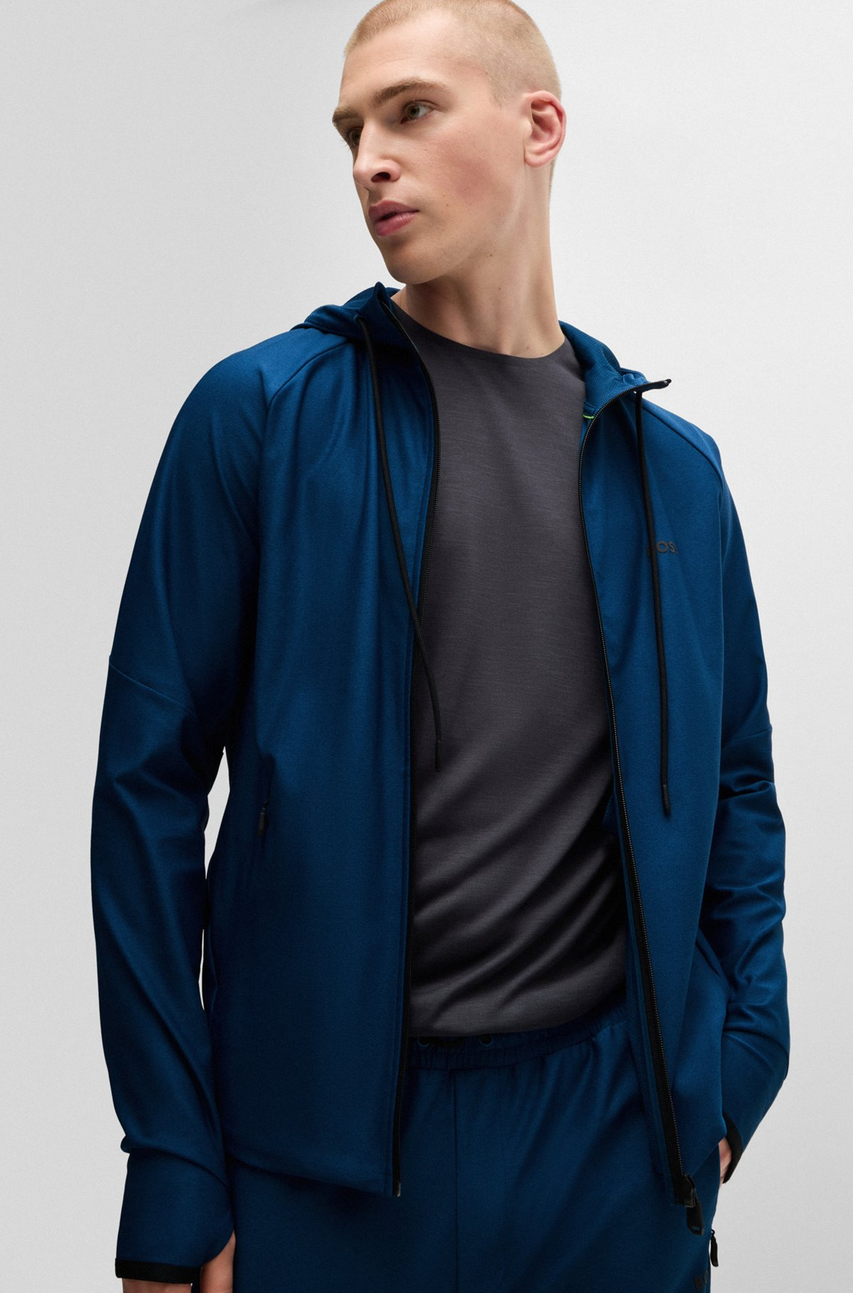 ACTIVE-STRETCH ZIP-UP HOODIE WITH LOGO DETAIL - 6