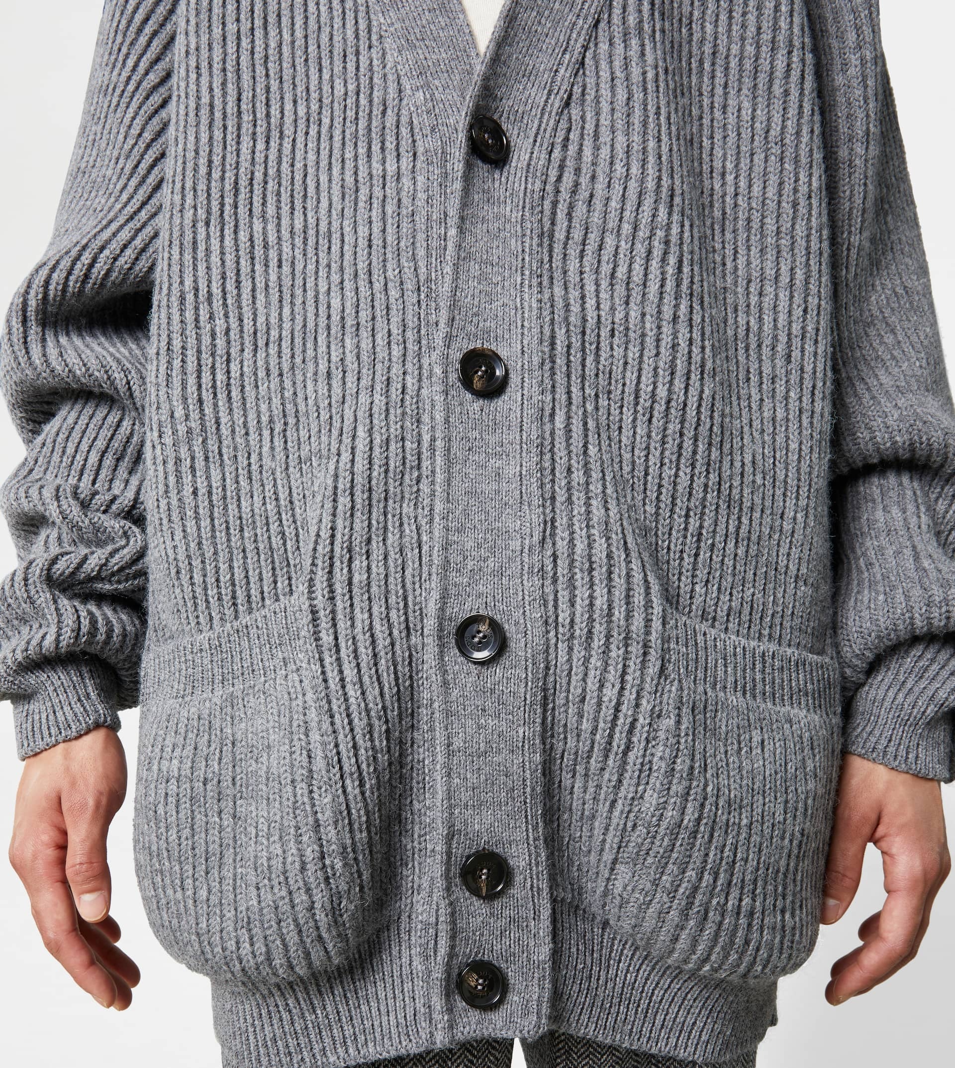 OVERSIZED CARDIGAN - GREY - 5