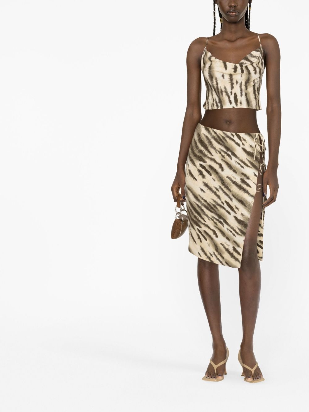 tiger-print tie-detail skirt - 2
