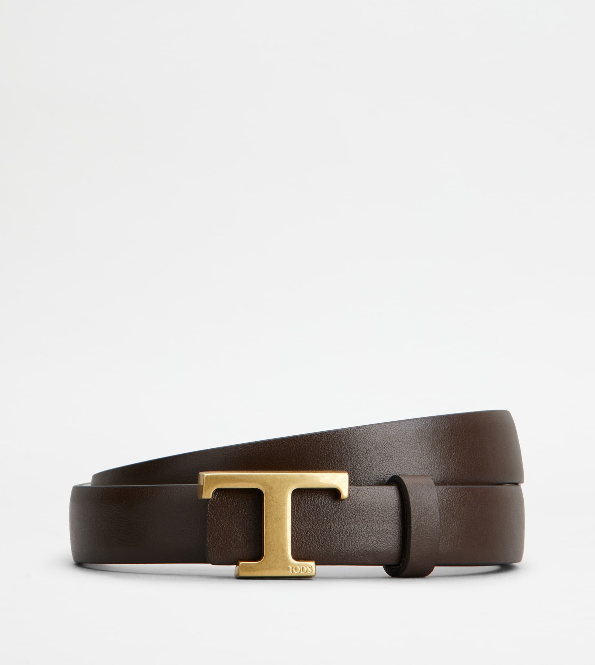 T TIMELESS REVERSIBLE BELT IN LEATHER - OFF WHITE, BROWN - 2