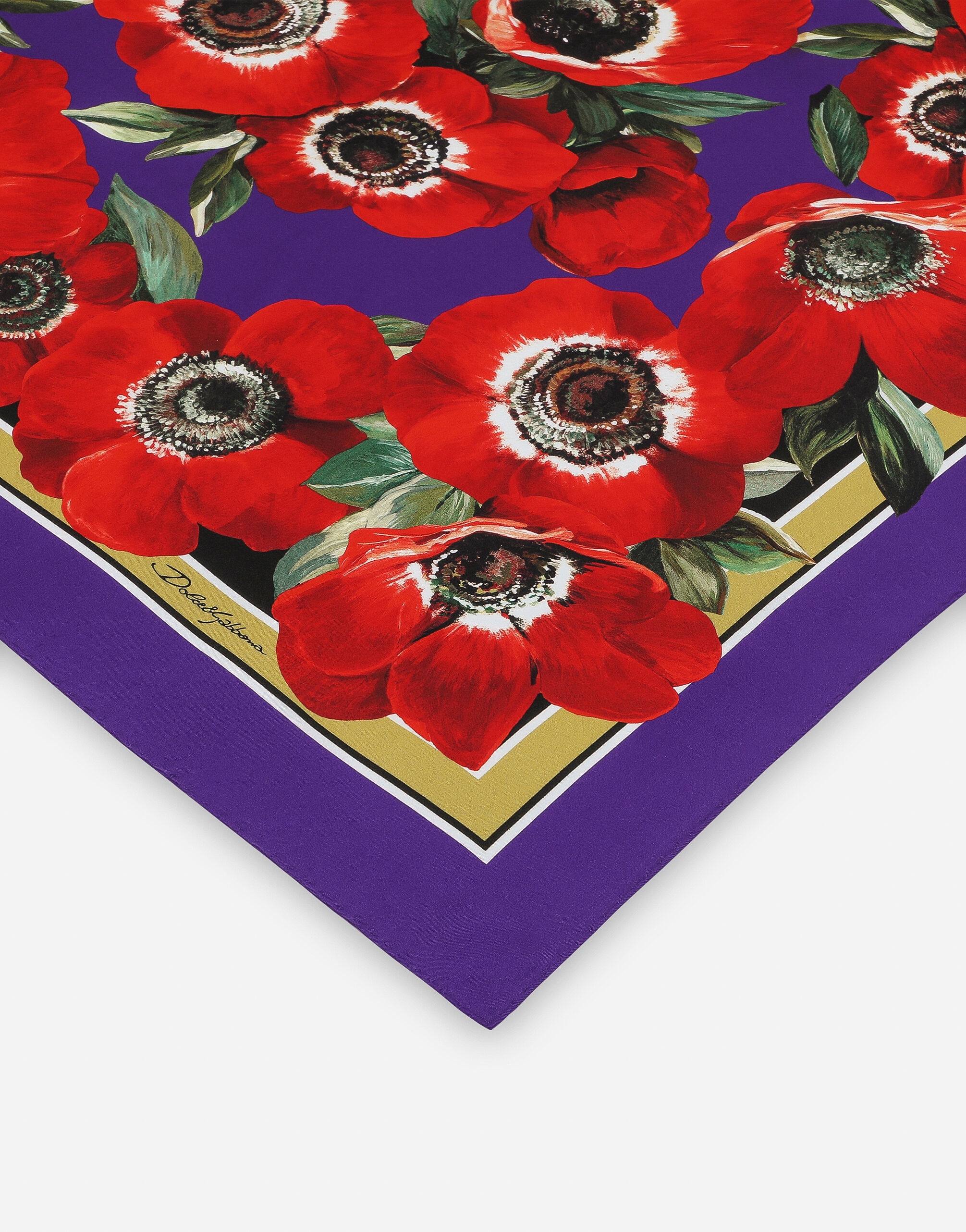 Anemone-print twill scarf (90 x 90) - 2