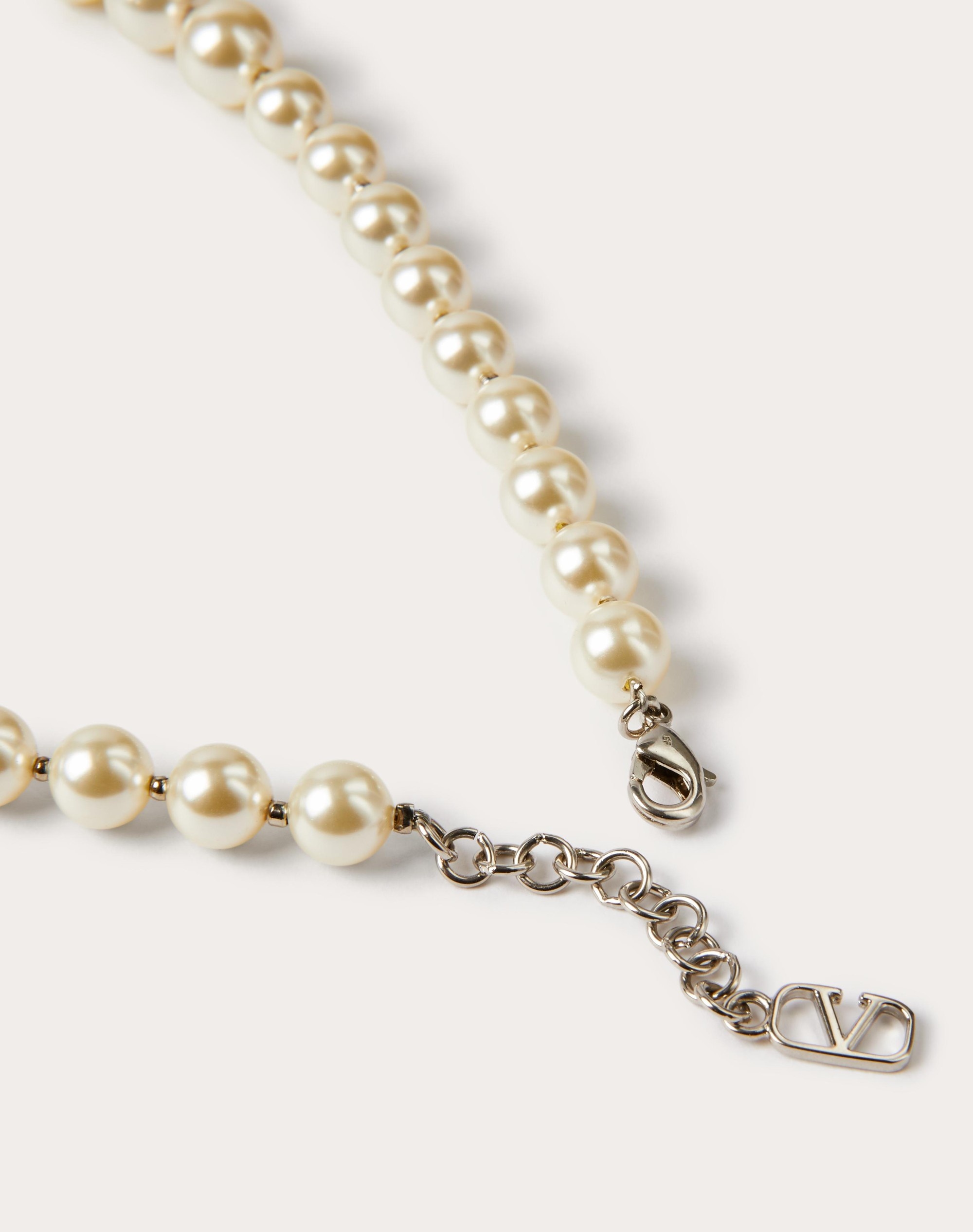 VLOGO SIGNATURE NECKLACE WITH PEARLS AND SWAROVSKI® CRYSTALS - 4