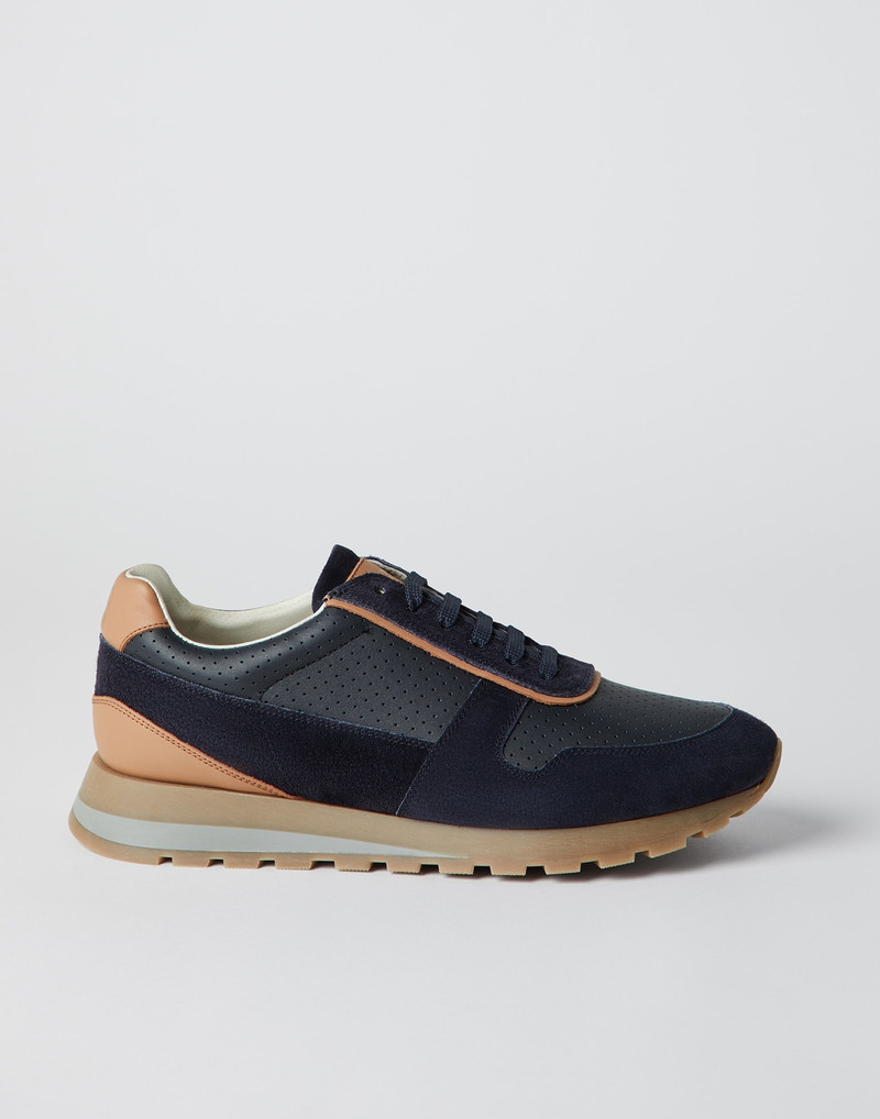 Punched calfskin and suede runners 5
