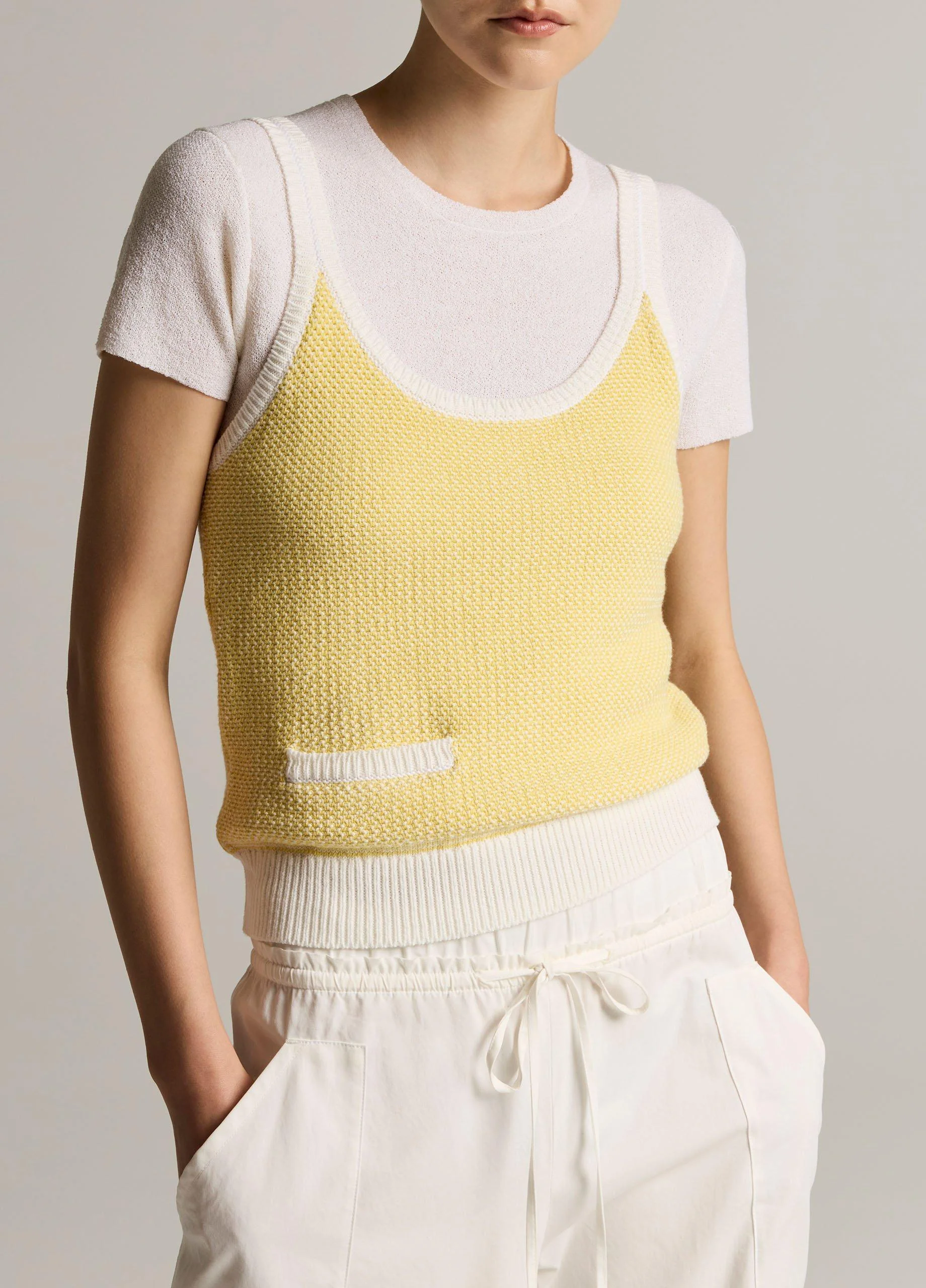 Birdseye Cotton Pocket Tank - 1