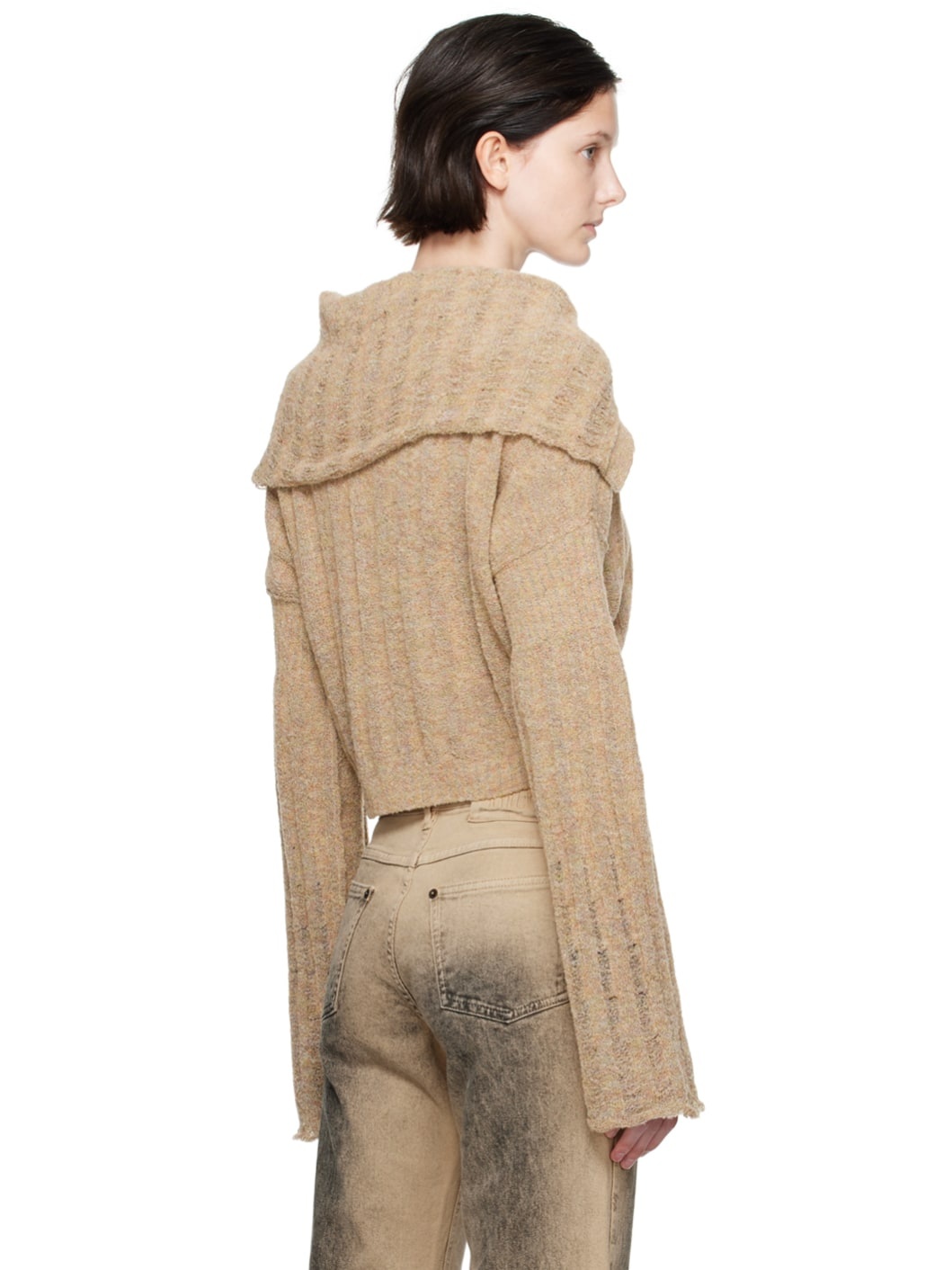 Beige Lettuce Edge Cardigan - 3