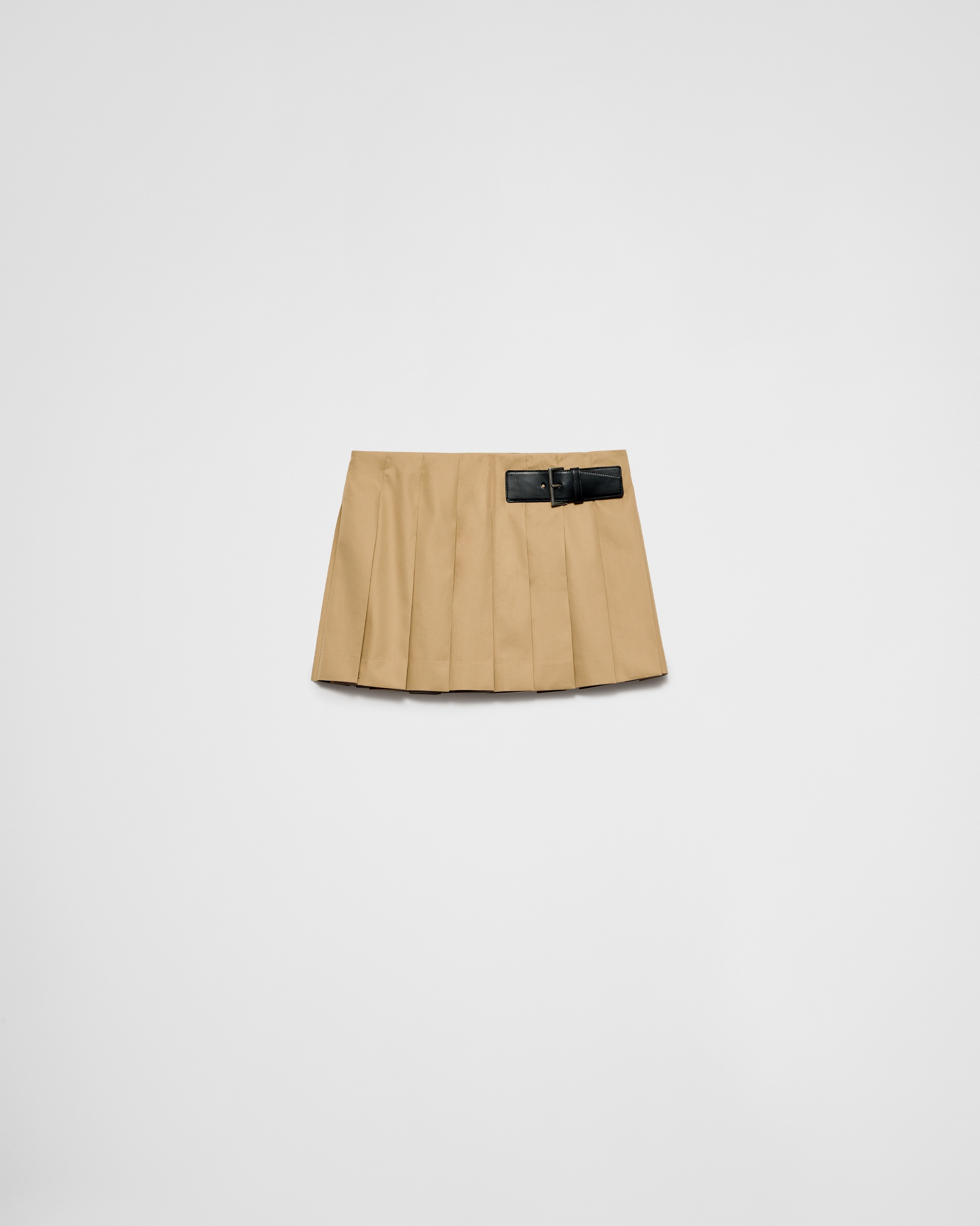 Twill miniskirt with leather belt - 1