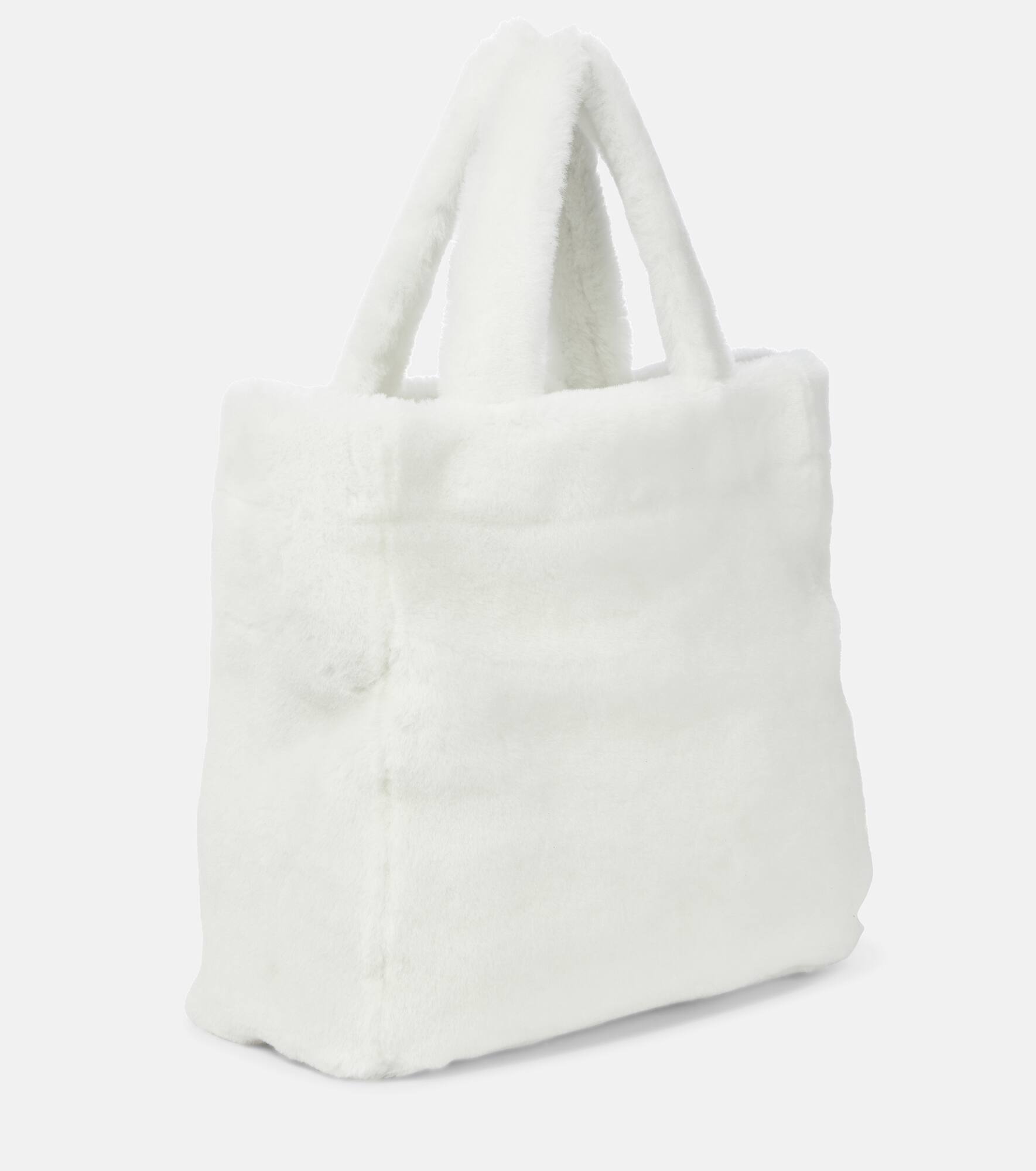 Medium logo shearling tote - 4
