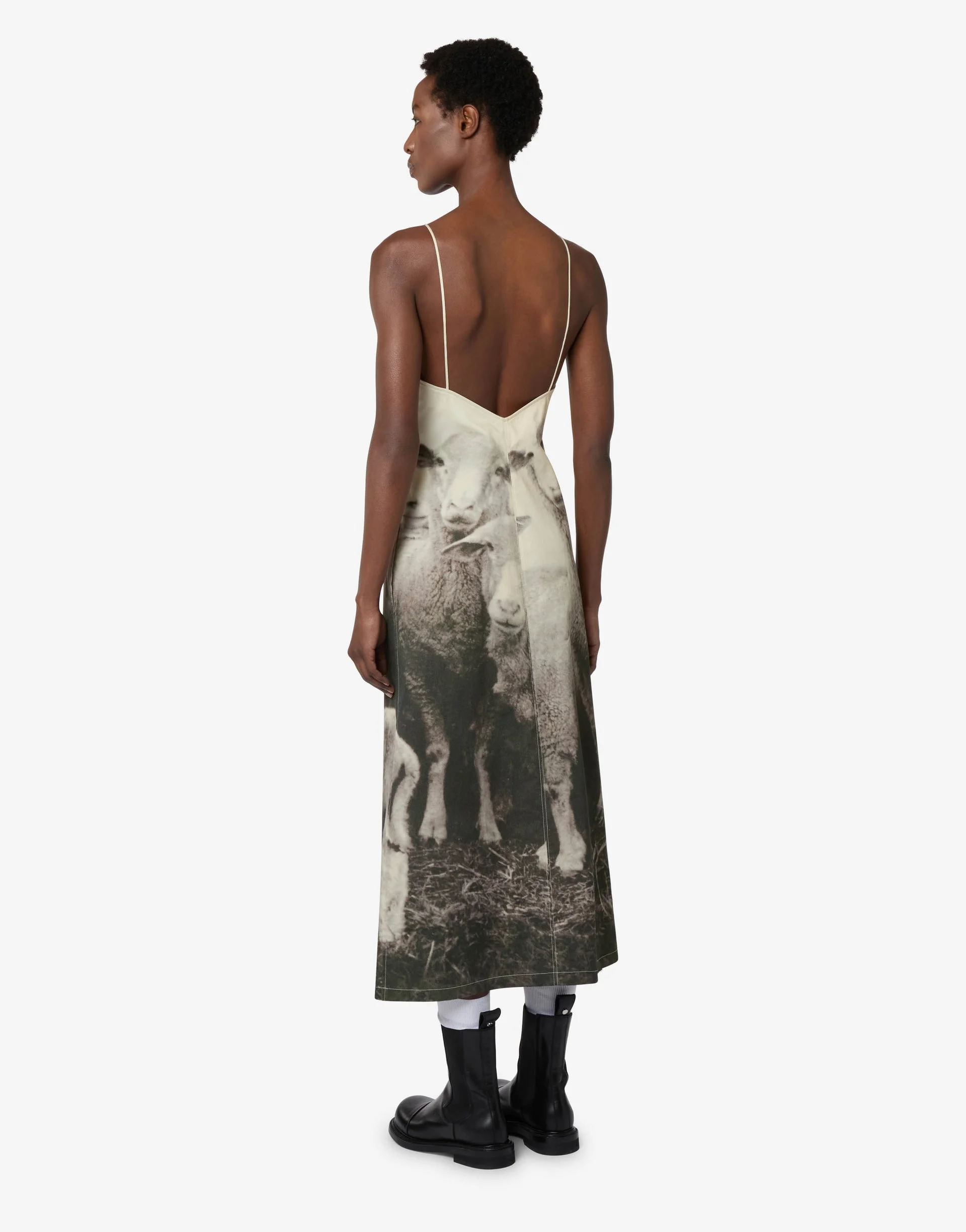 PRINTED COTTON GABARDINE DRESS - 1