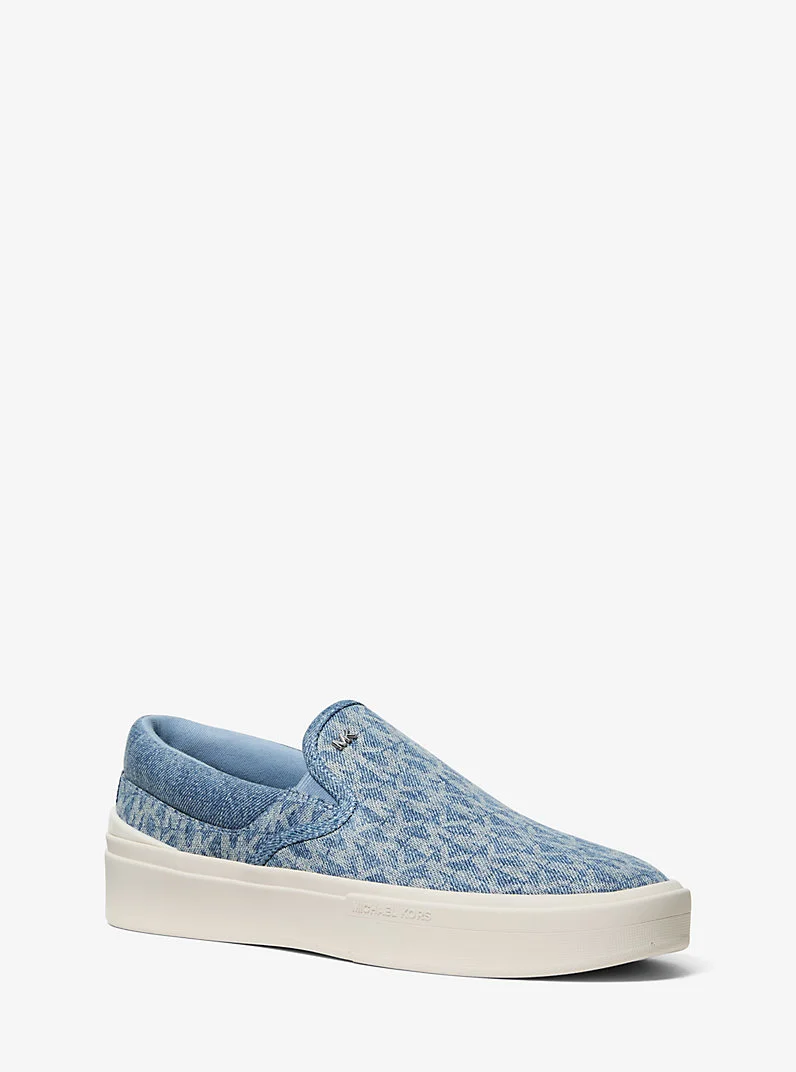 Eddie Signature Logo Print Denim Slip-On Sneaker - 1