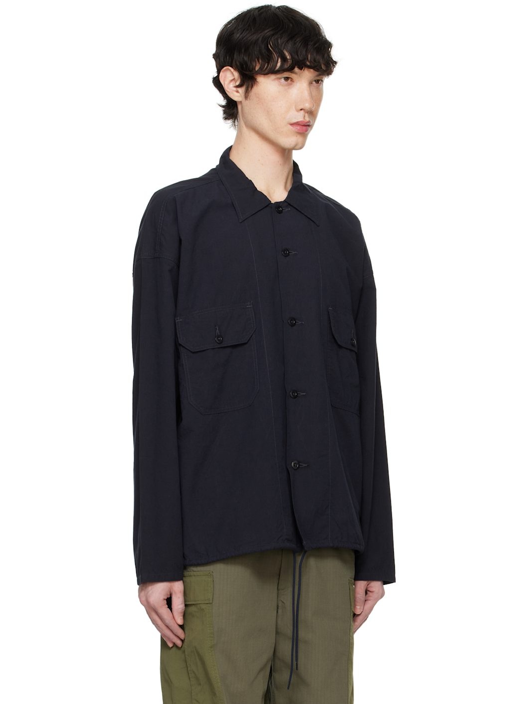Navy Cotton Wool Deck Shirt - 2