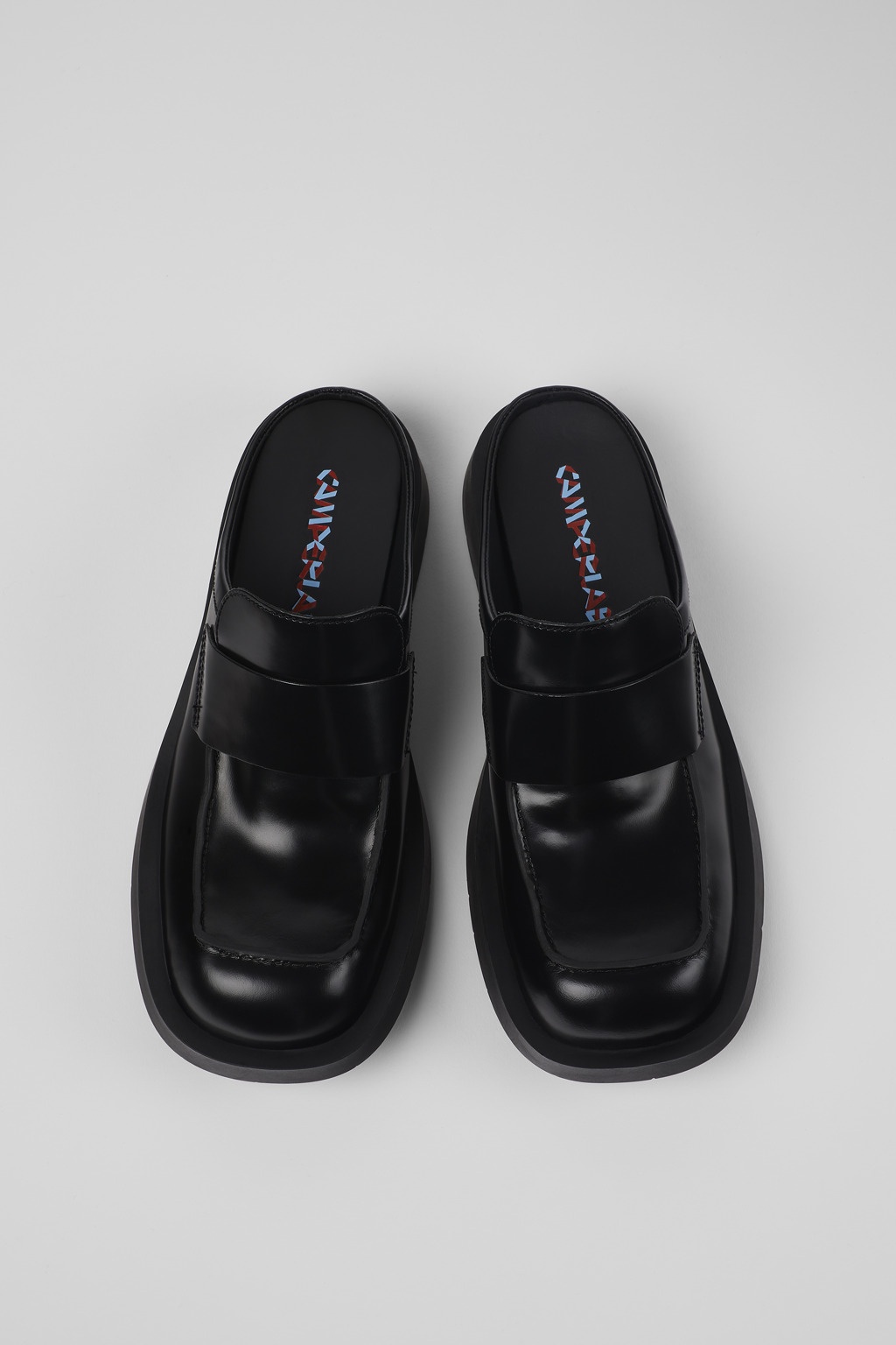 Black leather loafer slide - 4