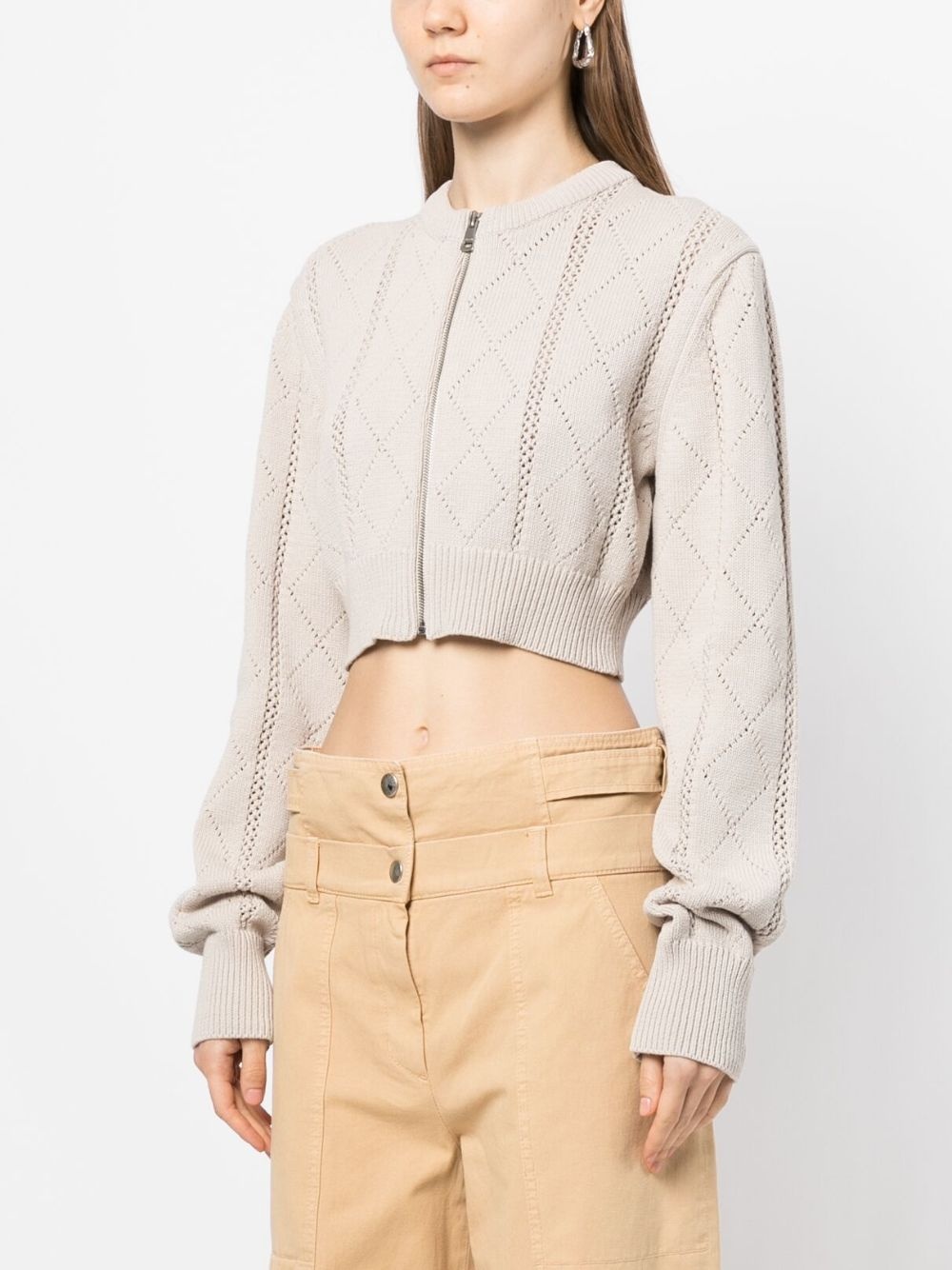 argyle-knit cropped cardigan - 3