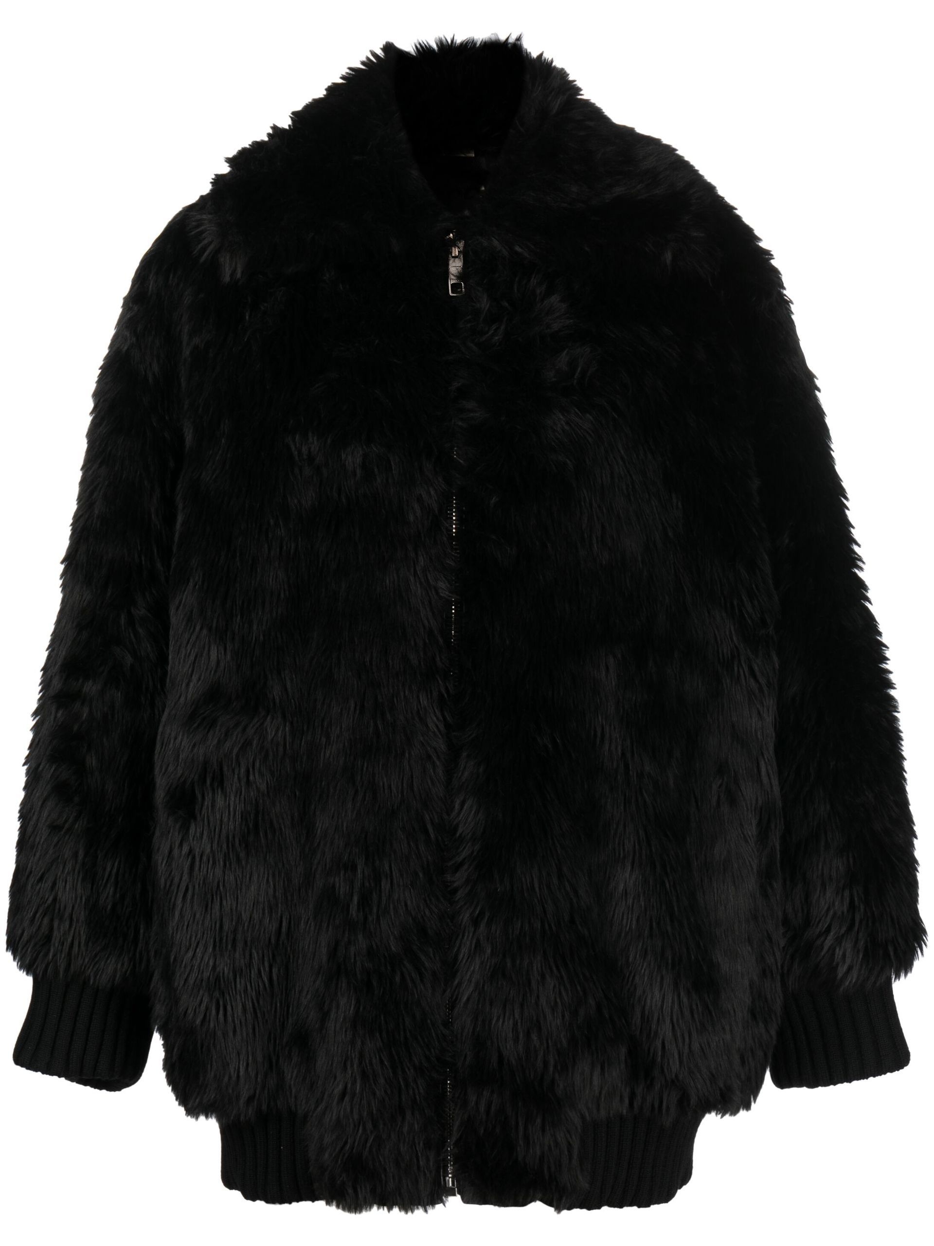 Black Reversible Shearling Jacket - 1