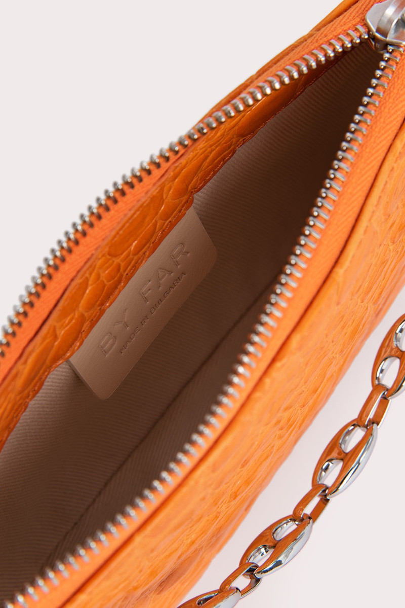Mini Rachel Orange Circular Croco Embossed Leather 7