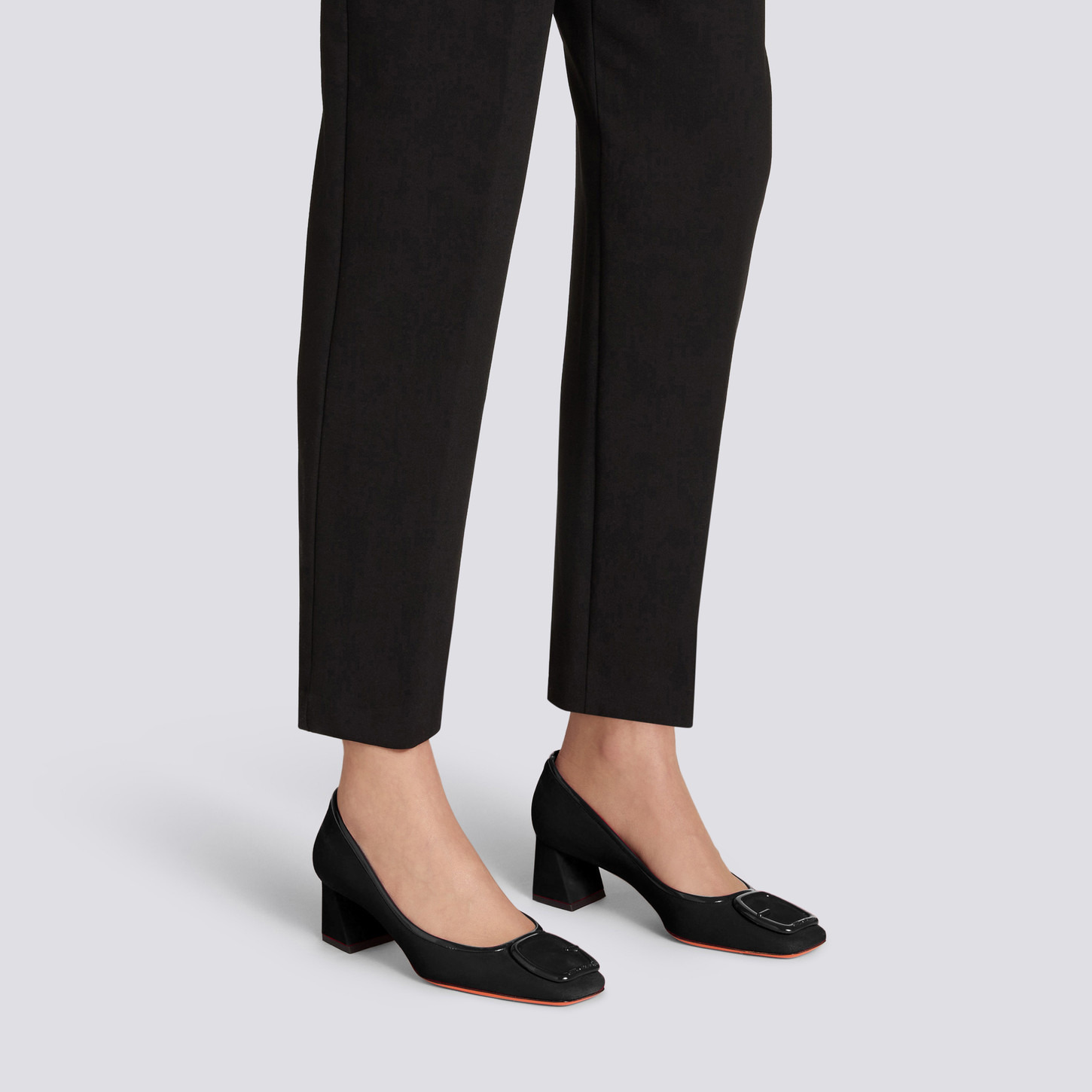 Women's black suede mid-heel pump - 2