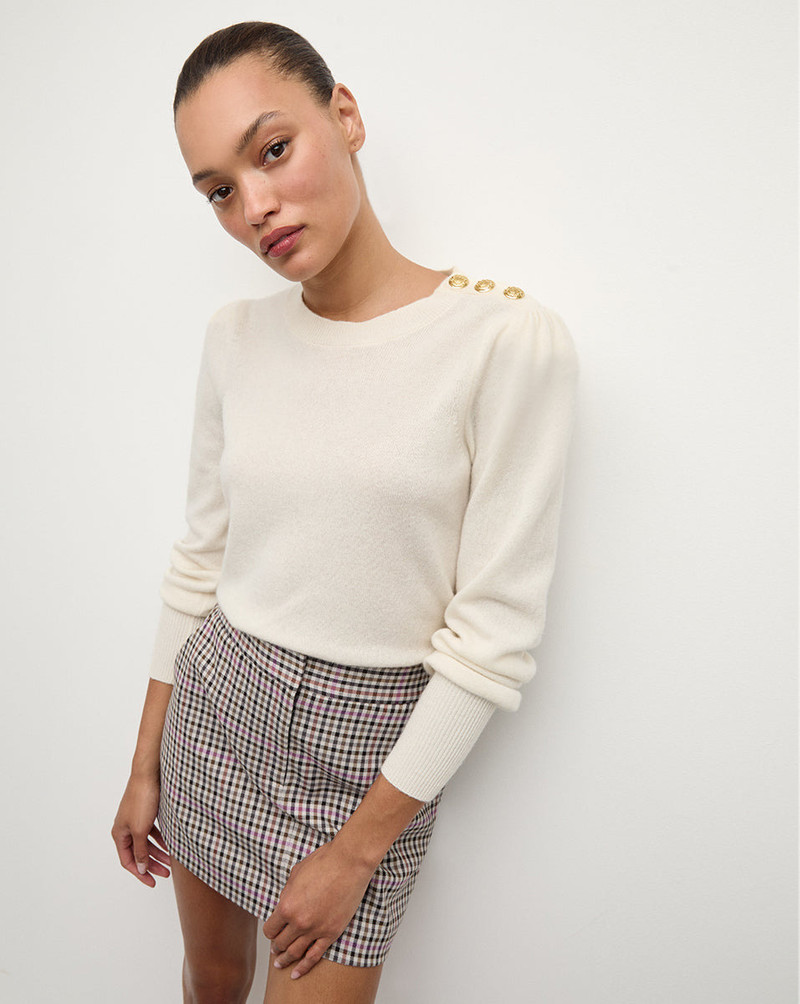 VERONICA BEARD NELIA CASHMERE PULLOVER | BUTTON ACCENT outlook
