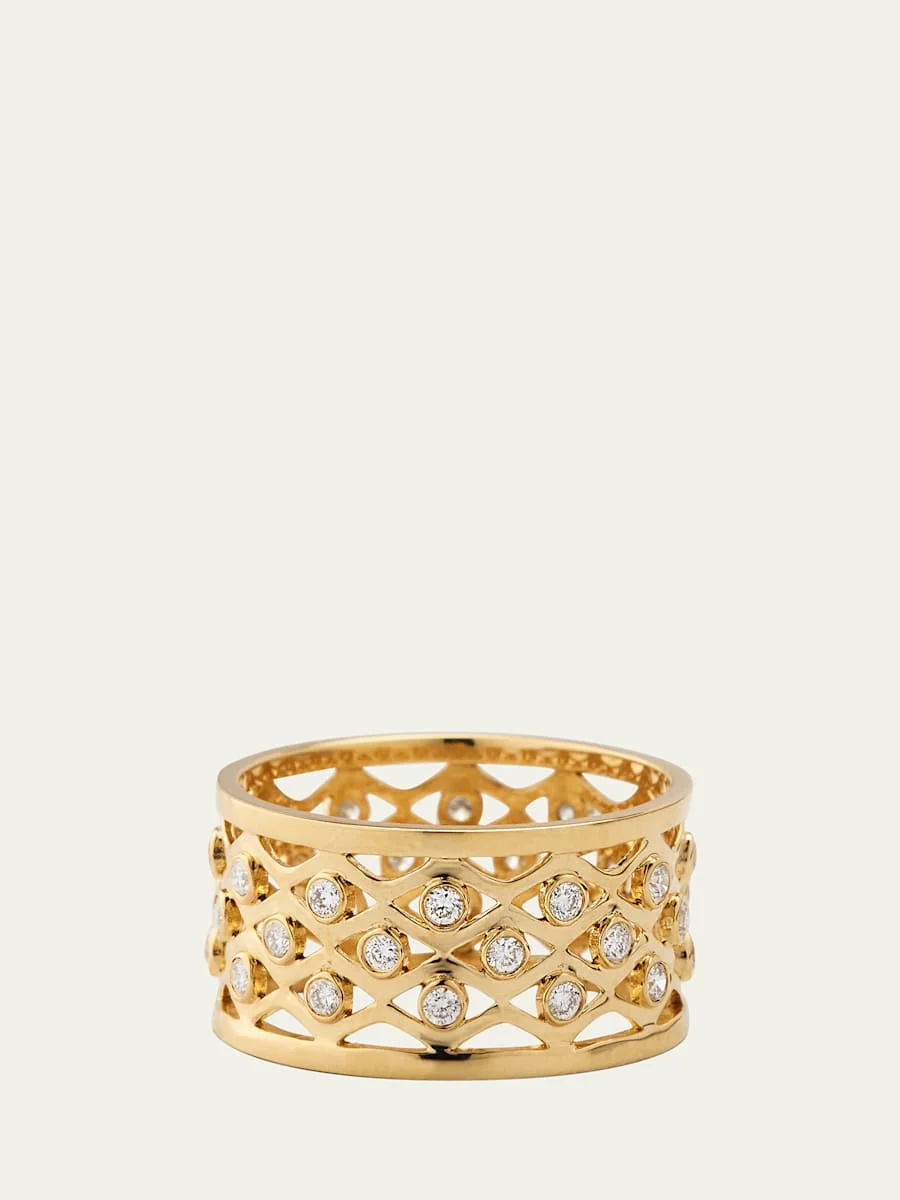 14k Fishnet Diamond Eternity Ring - 1