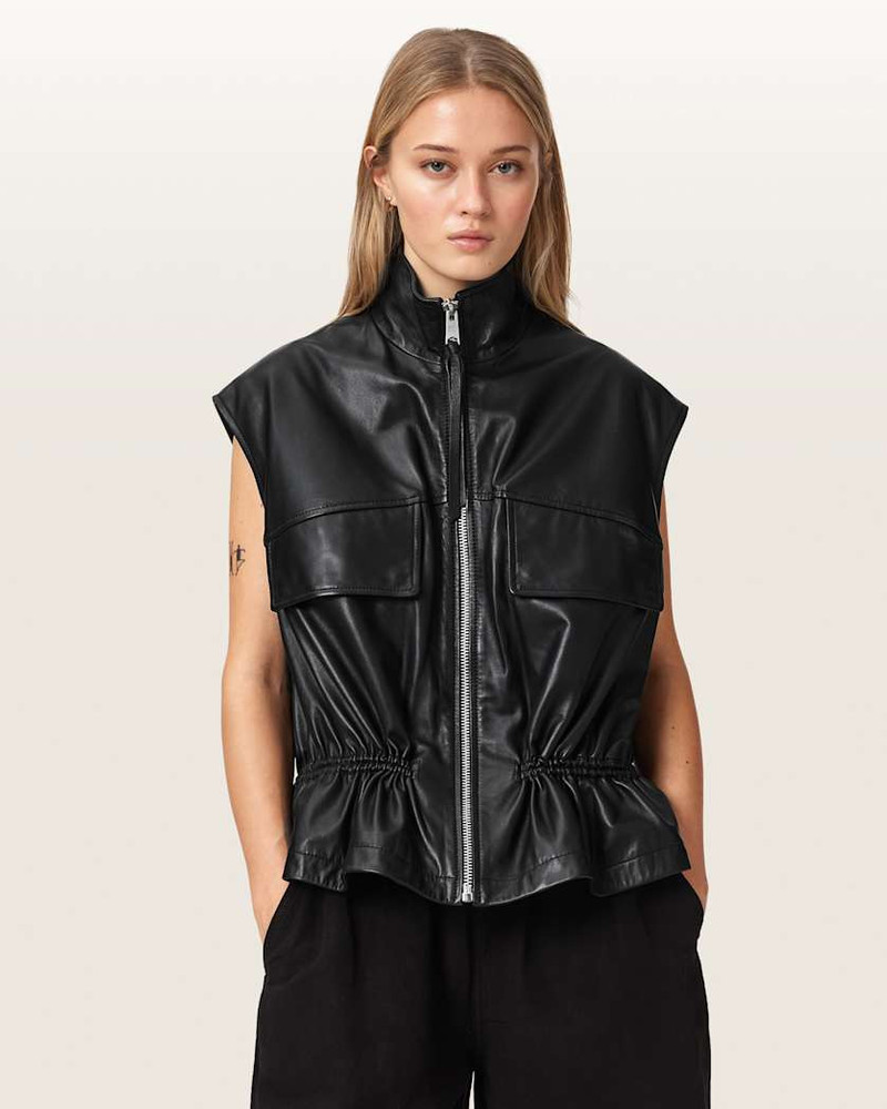 ALLSAINTS FLOR RELAXED FIT LEATHER GILET outlook