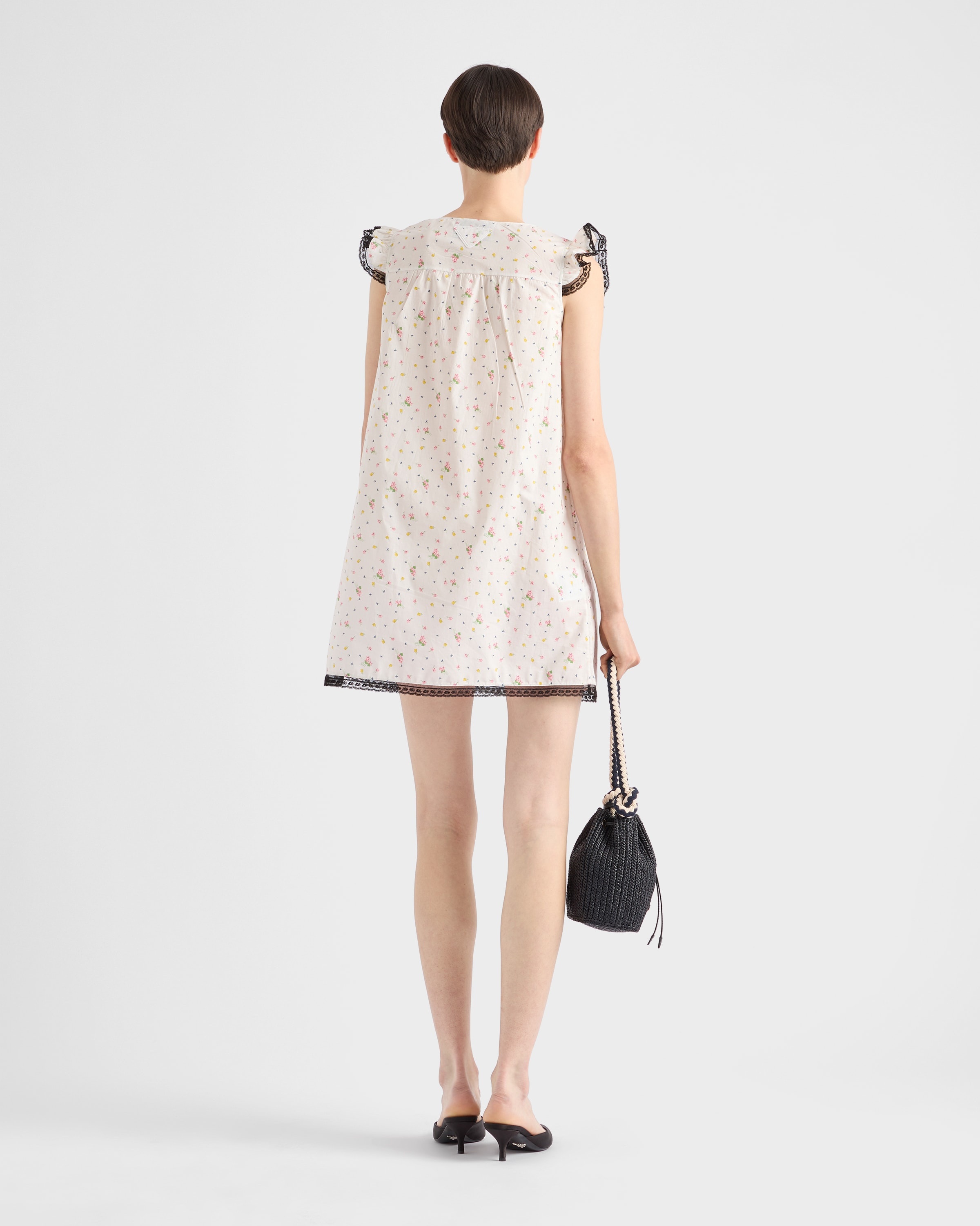 Floral print cotton batiste mini-dress - 5
