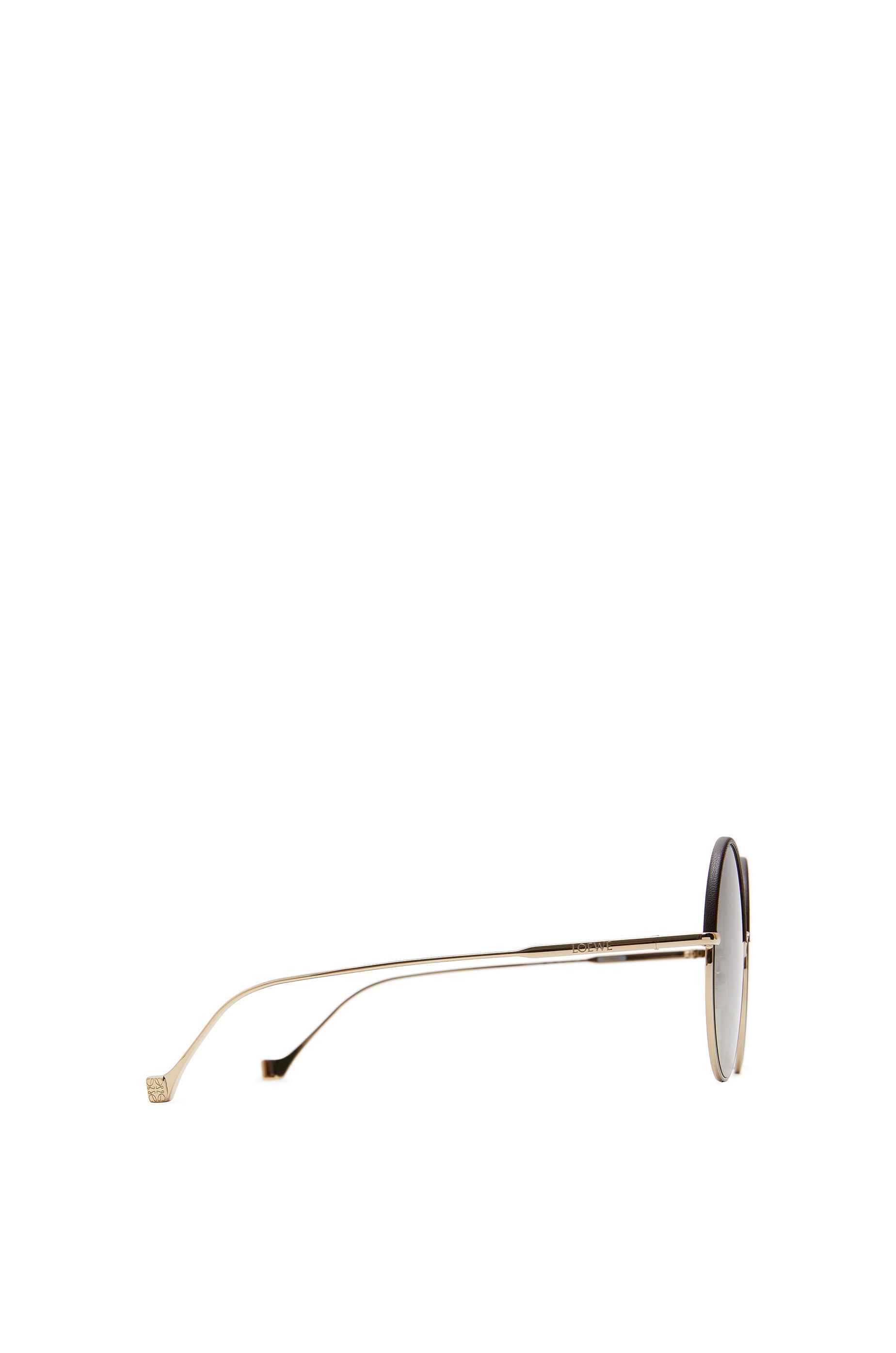 Round Sunglasses in metal and calfskin - 3