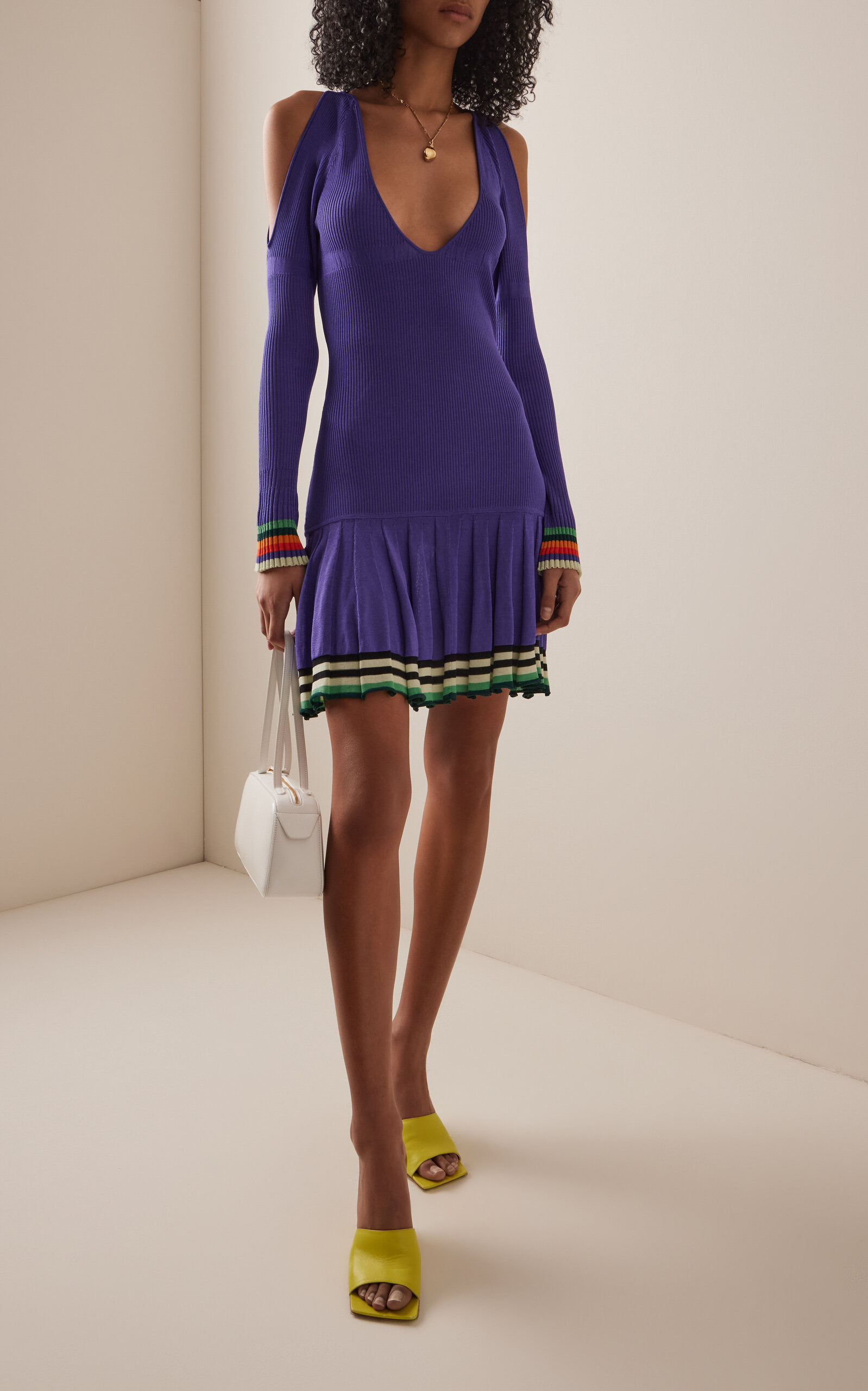 Exclusive Riviera Cold-Shoulder Ribbed-Knit Mini Dress purple - 4