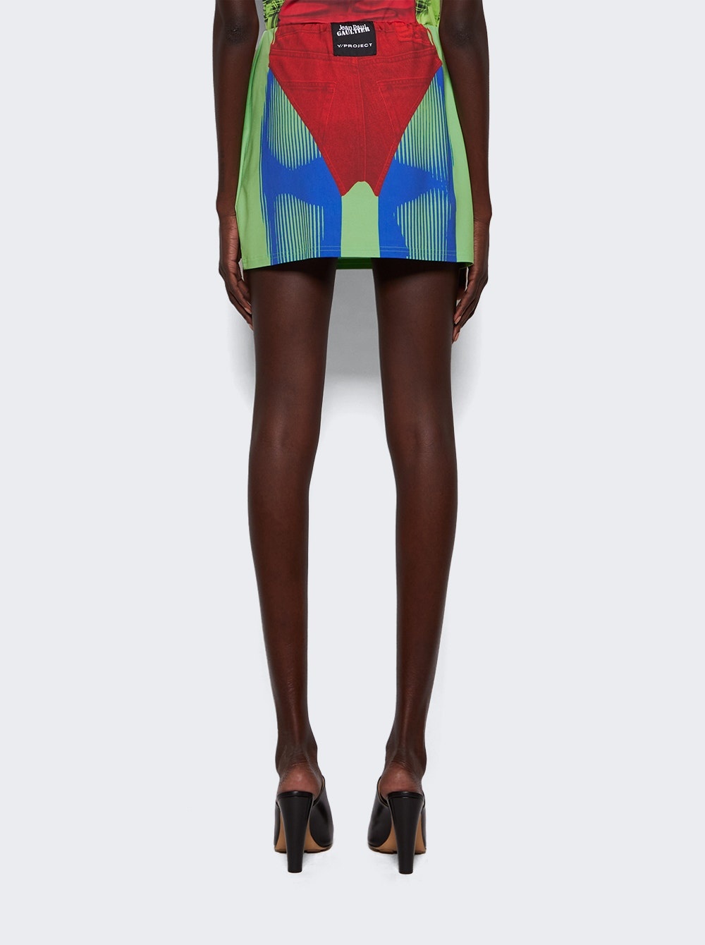 X Jean Paul Gaultier Trompe-l'oeil Janty Mini Skirt Red and Green - 5