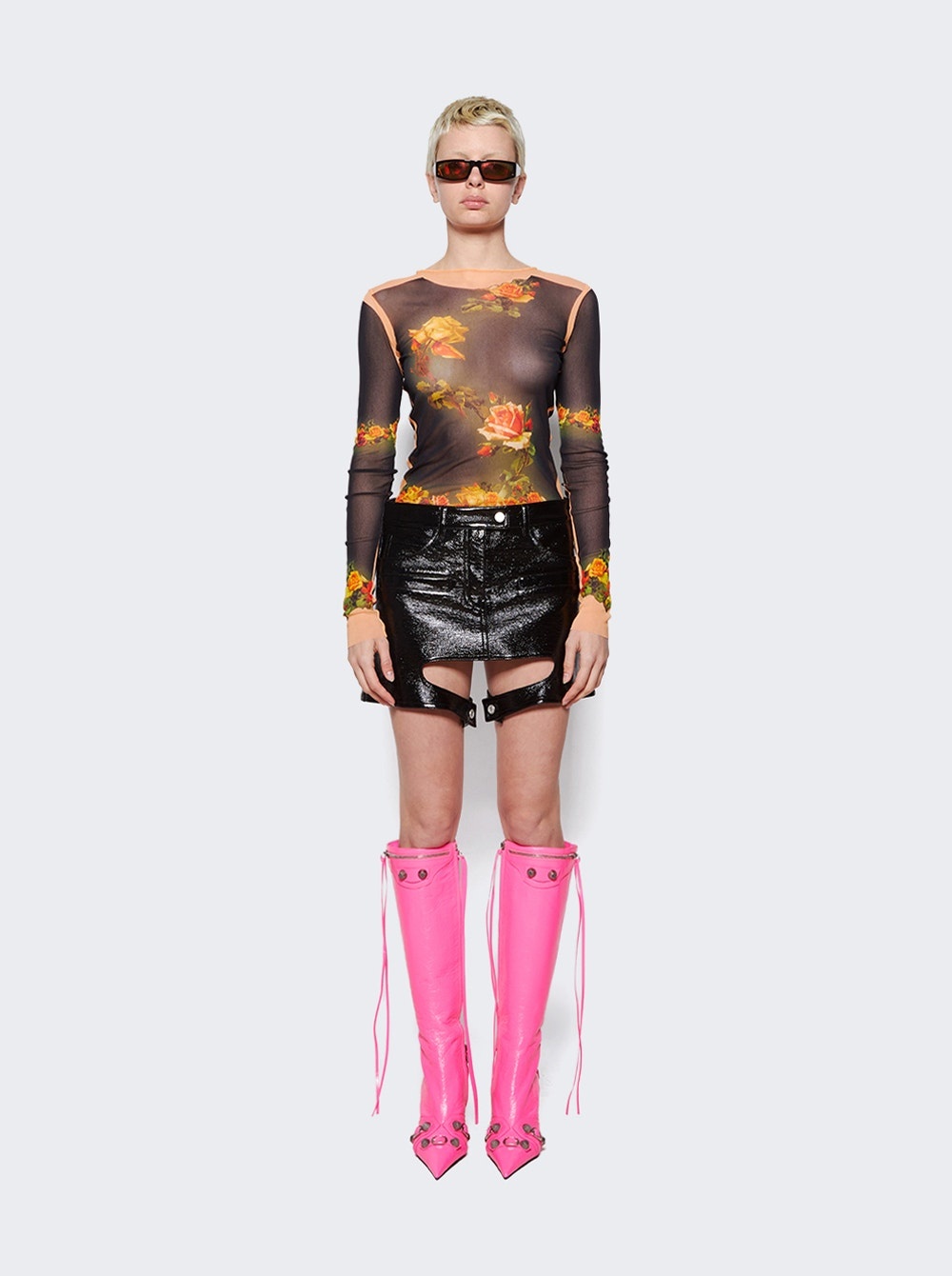 Tall Cagole High Heel Boot Fluorescent Pink - 2