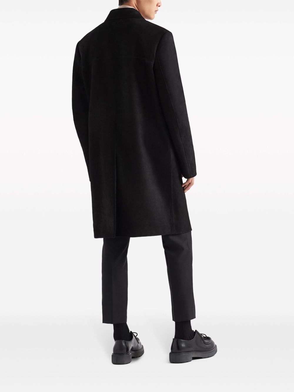 single-breasted suede coat - 3