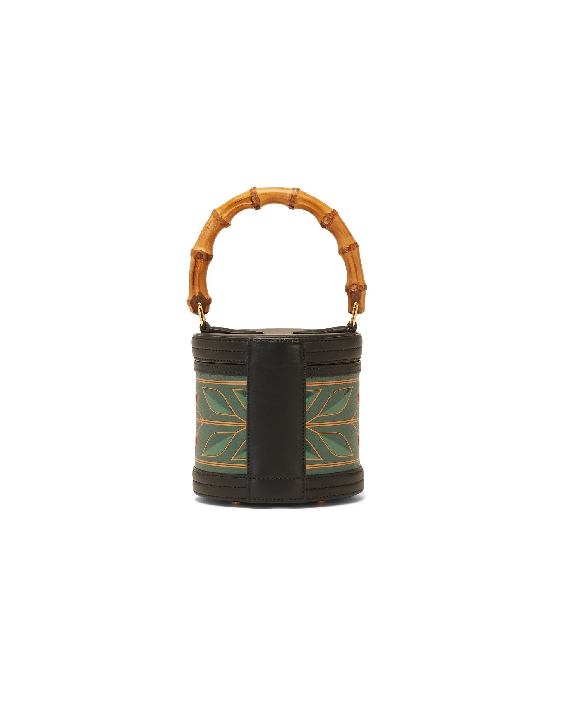 Black Leather Laurel Round Bag - 3