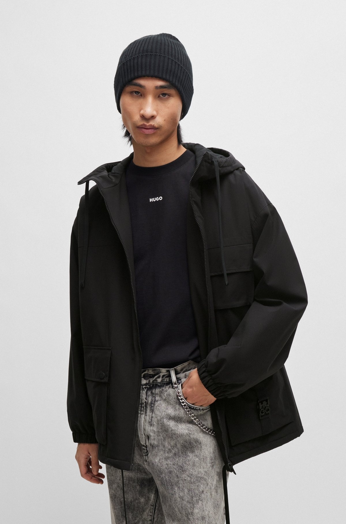 WATER-REPELLENT PARKA JACKET WITH STACKED-LOGO BUCKLE - 2