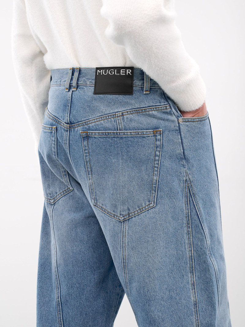 MUGLER Blue Denim Baggy Twisted Jeans outlook