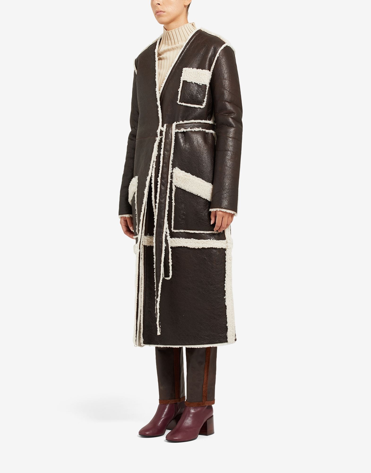 Blouse blanche shearling coat - 5