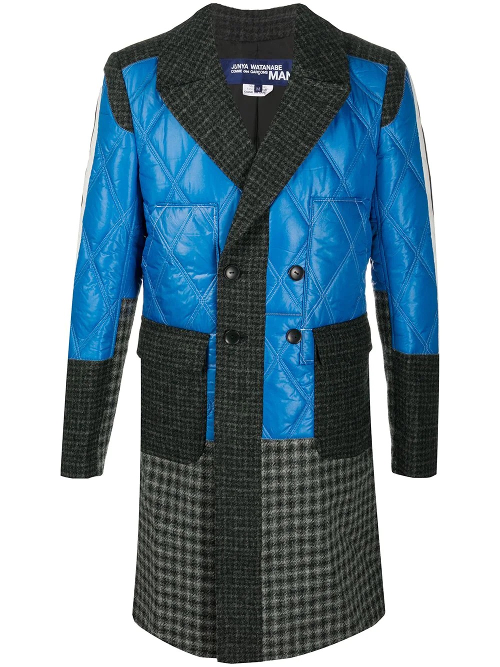 patchwork double breasted coat - 1