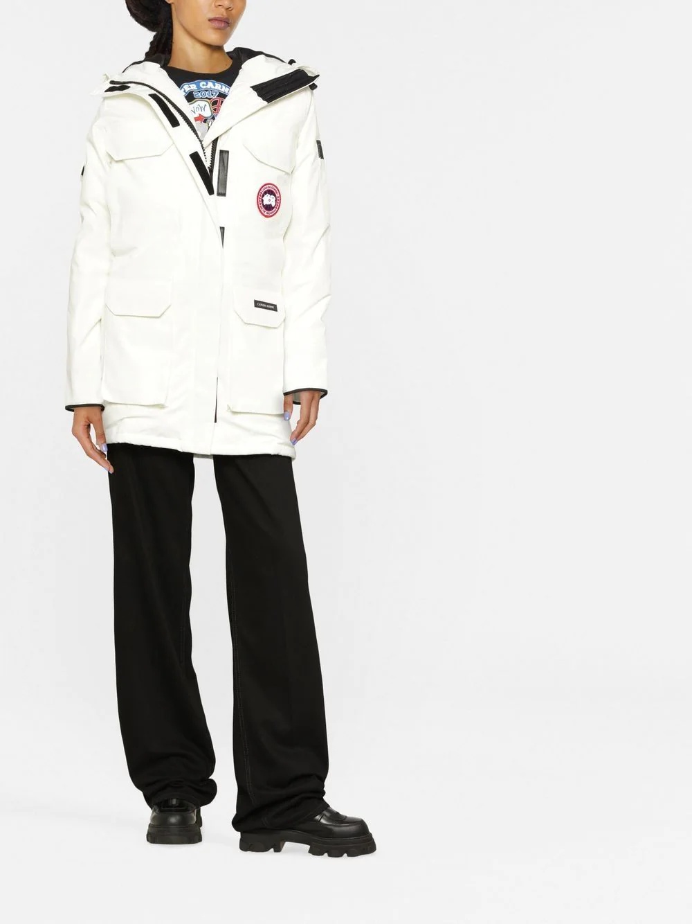 logo-patch detail padded coat - 2