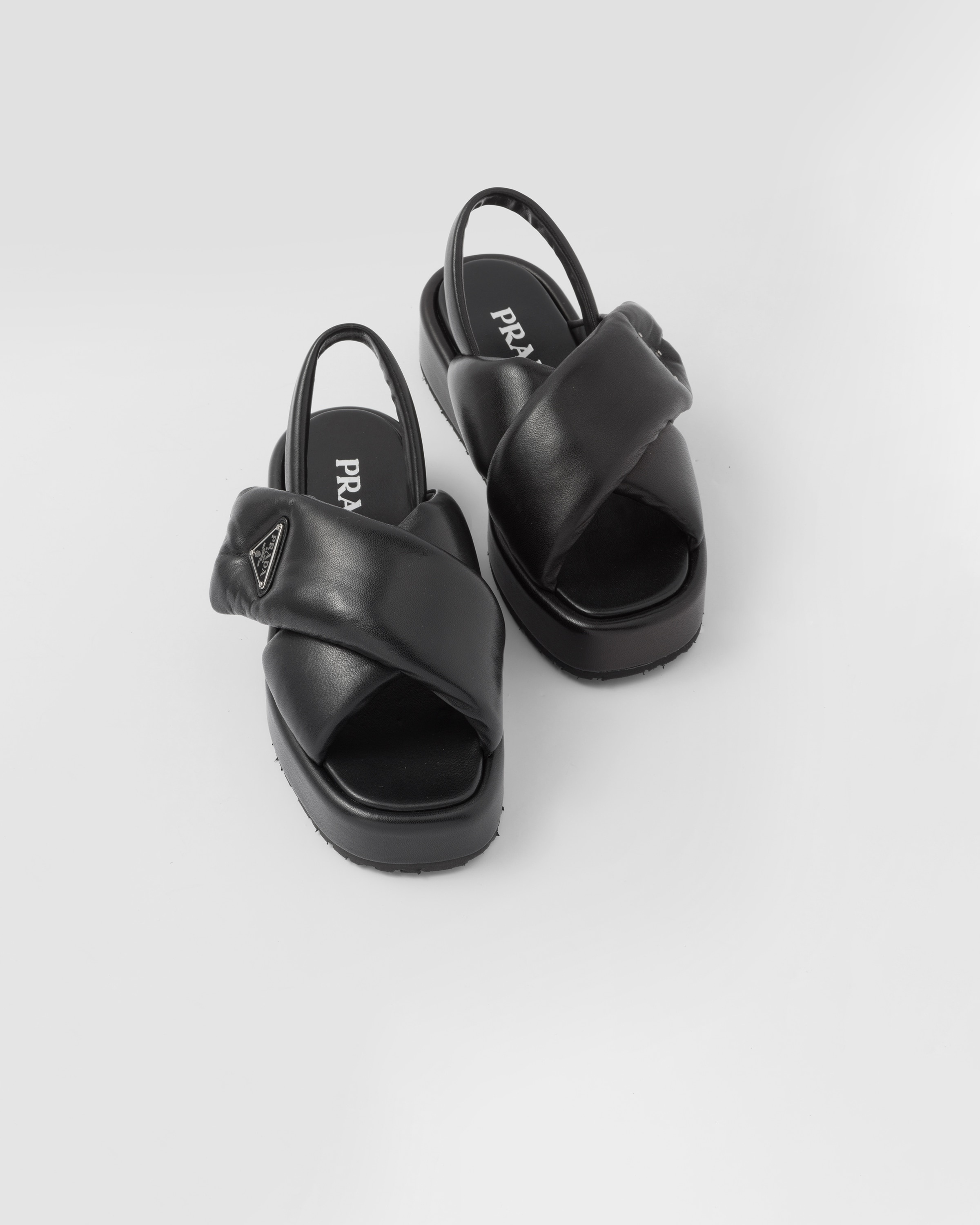 Prada Soft padded nappa leather wedge sandals - 4