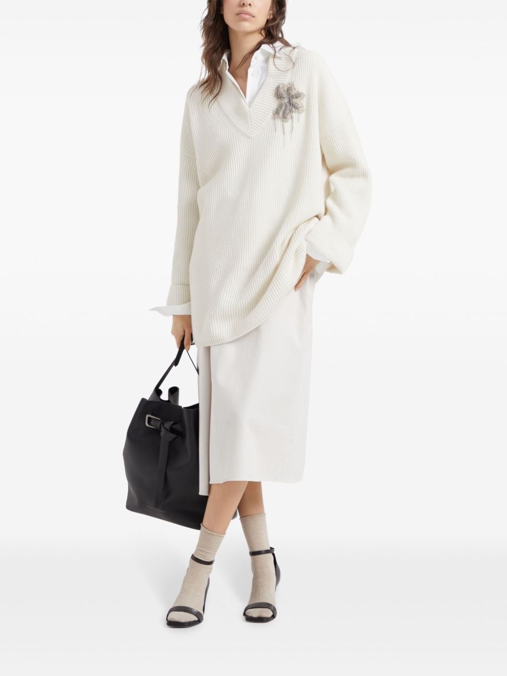 bead-embellished cashmere dress - 2
