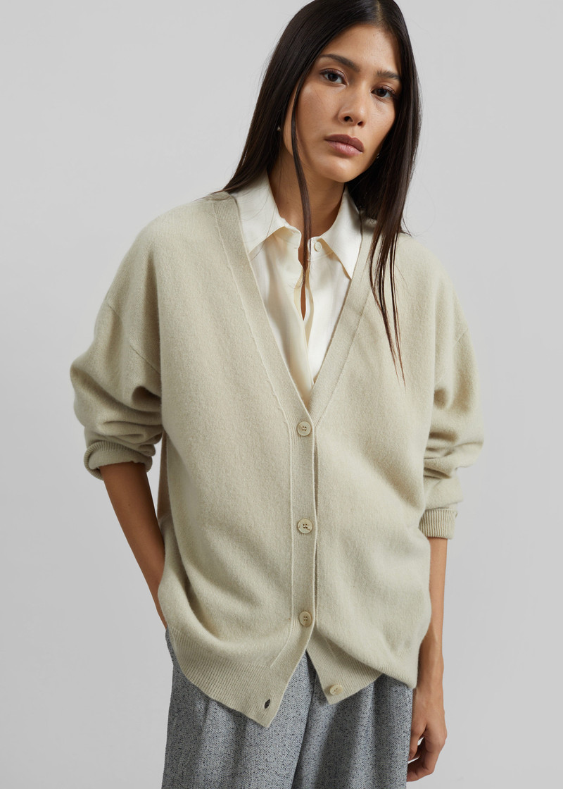 Lachen Double-Sided Wool Cardigan - Light Beige 5