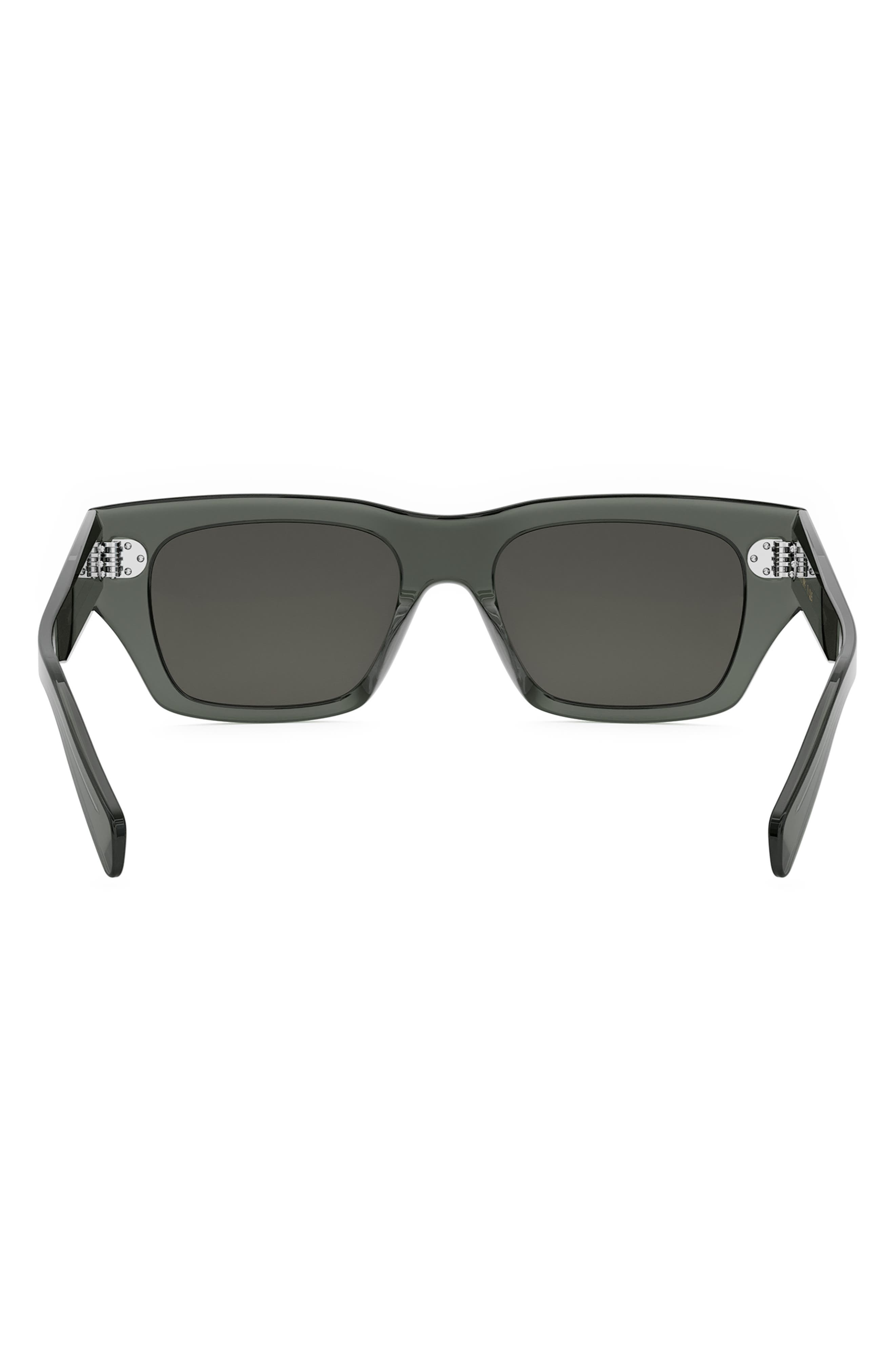 CELINE Bold 3 Dots 53mm Geometric Sunglasses in Light Green /Smoke at Nordstrom - 6
