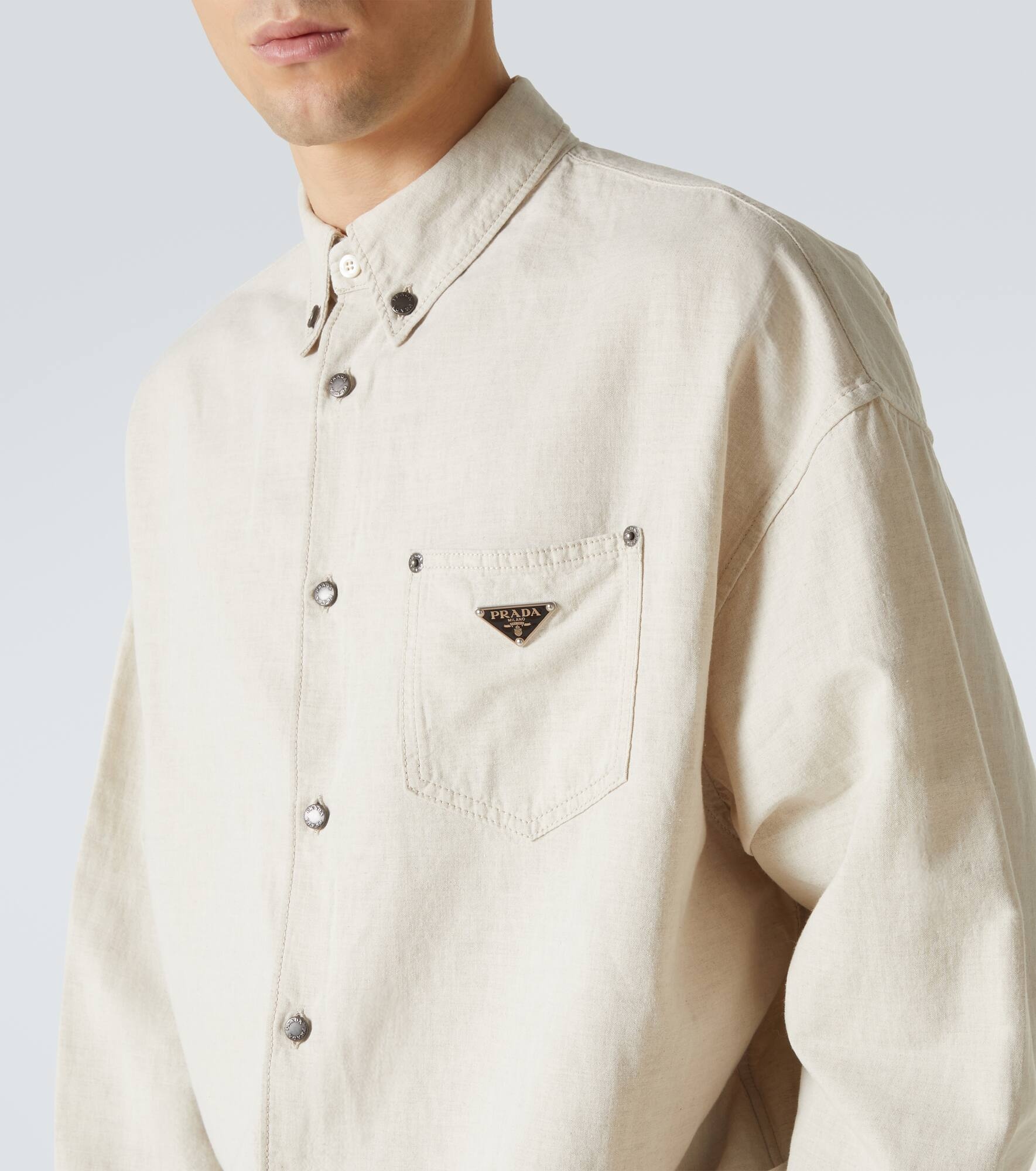 Cotton and linen chambray shirt - 5