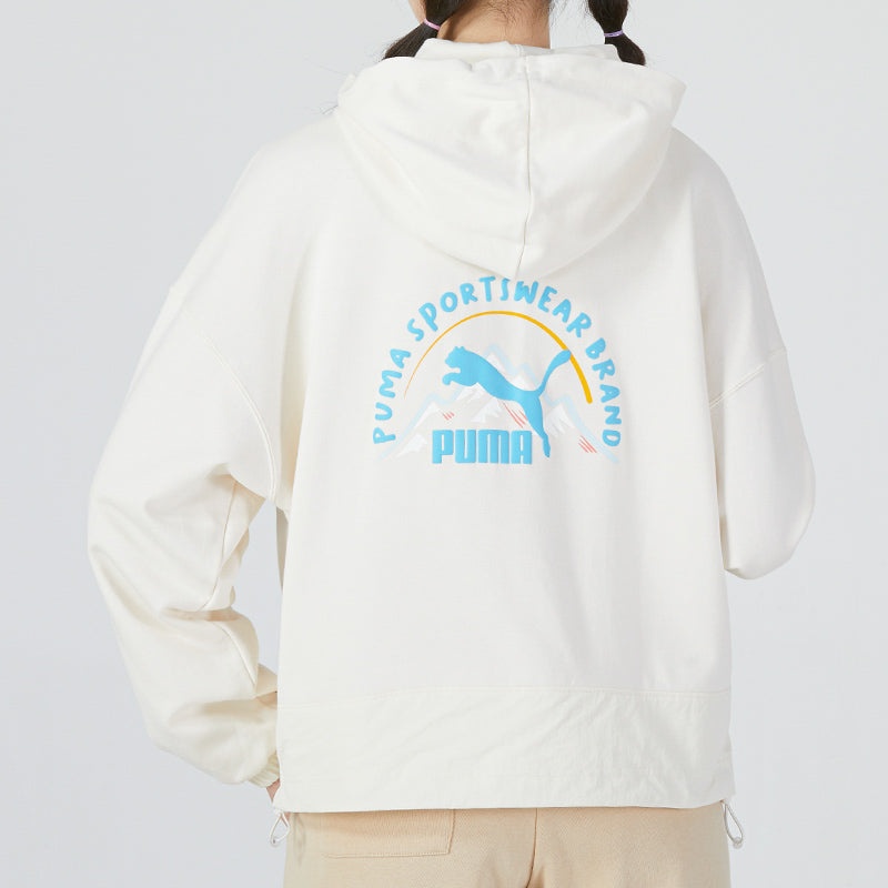 (WMNS) PUMA Logo V neck Sweatshirt 'White' 537524-65 - 5