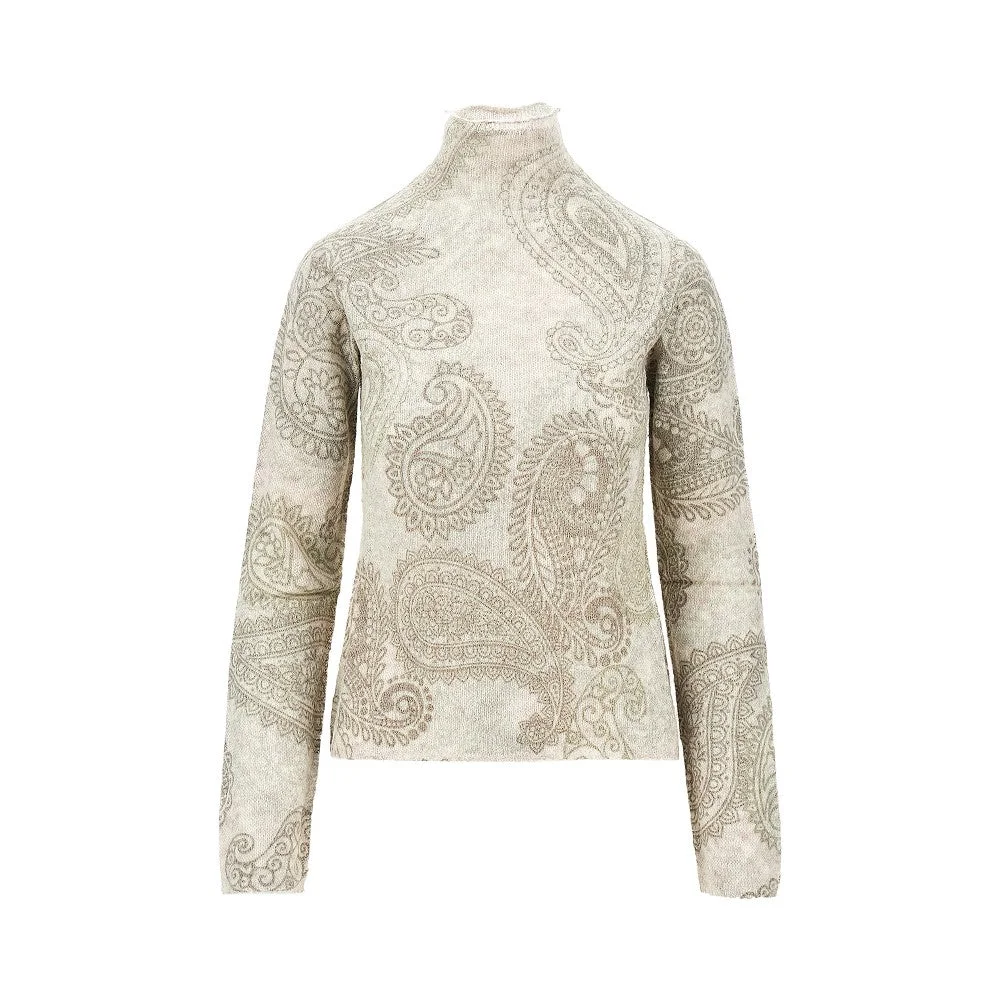 KNITTED SWEATER WITH PAISLEY PRINT - 1